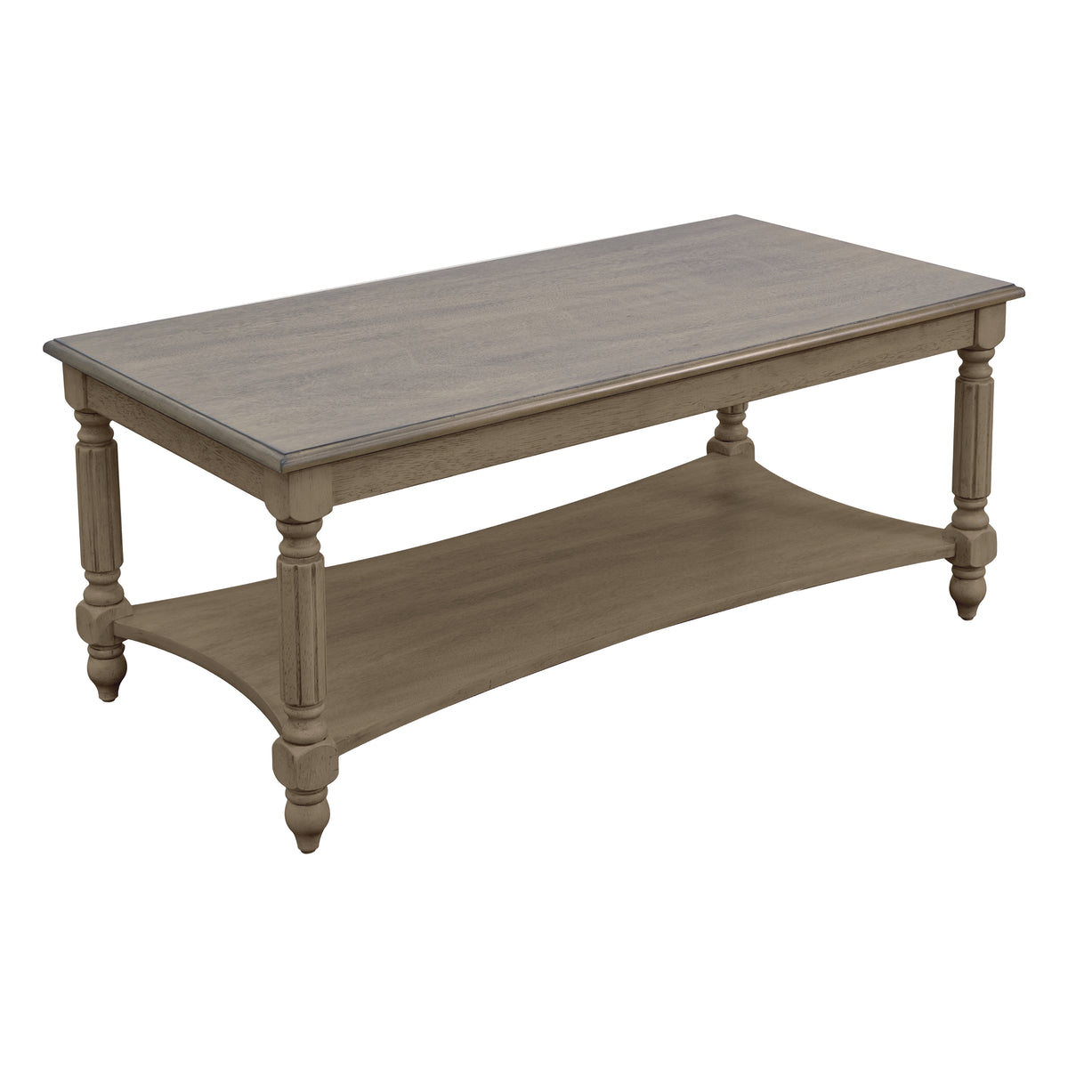 GALANO Solid Wood Rectangular Coffee Table with Lower Shelf, 39.4", 1-Piece
