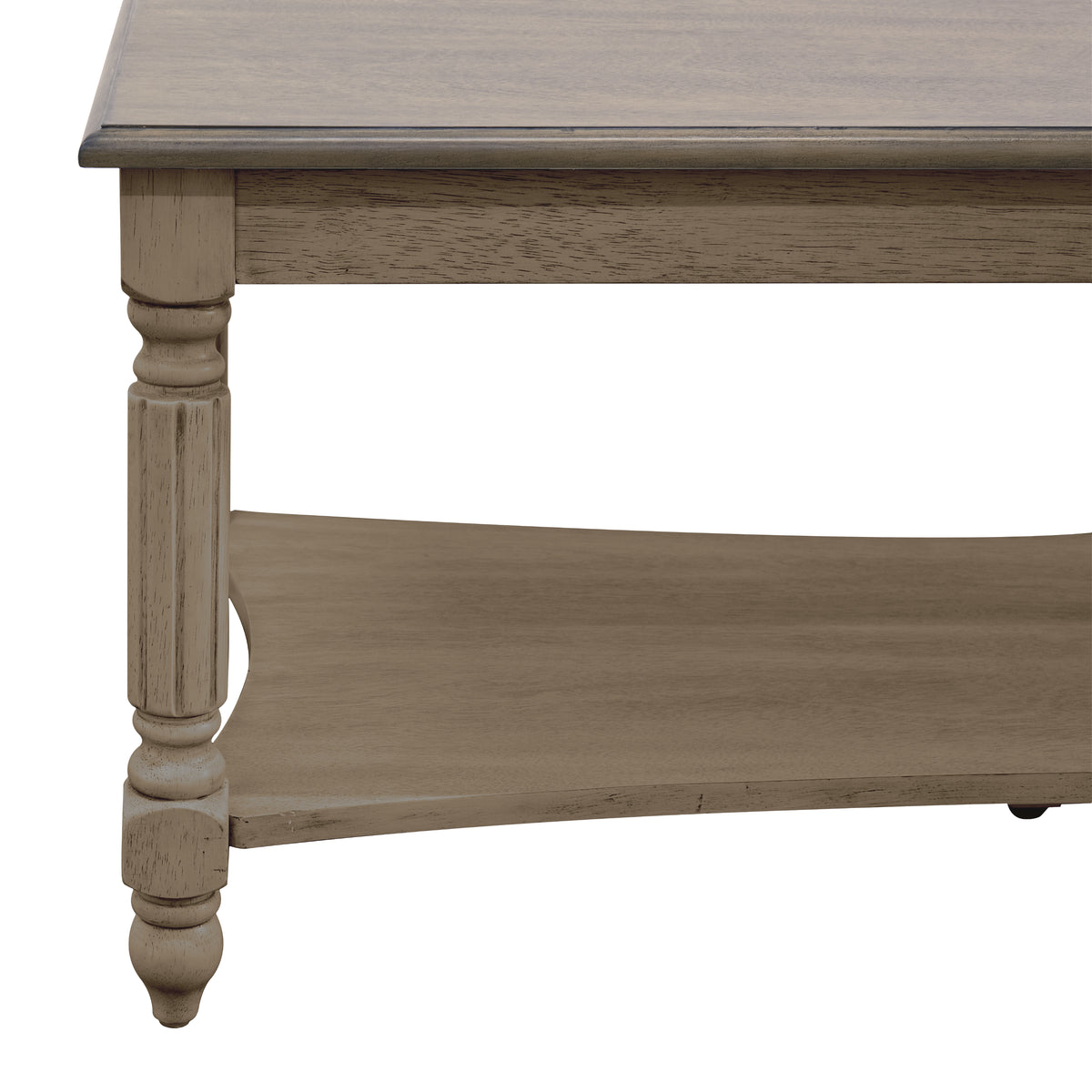 GALANO Solid Wood Rectangular Coffee Table with Lower Shelf, 39.4", 1-Piece