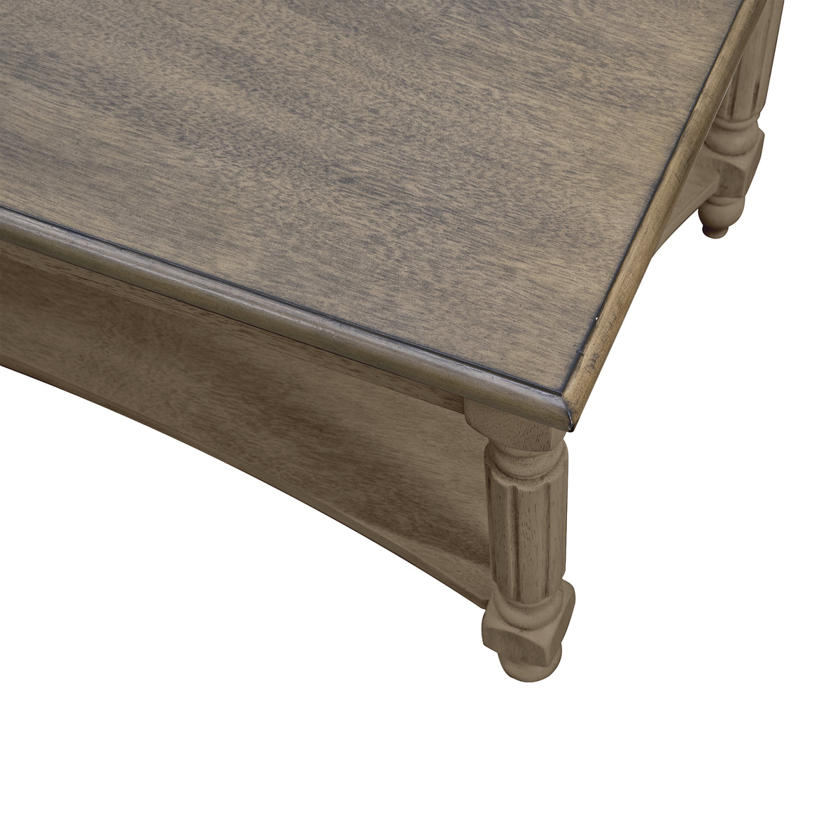 GALANO Solid Wood Rectangular Coffee Table with Lower Shelf, 39.4", 1-Piece