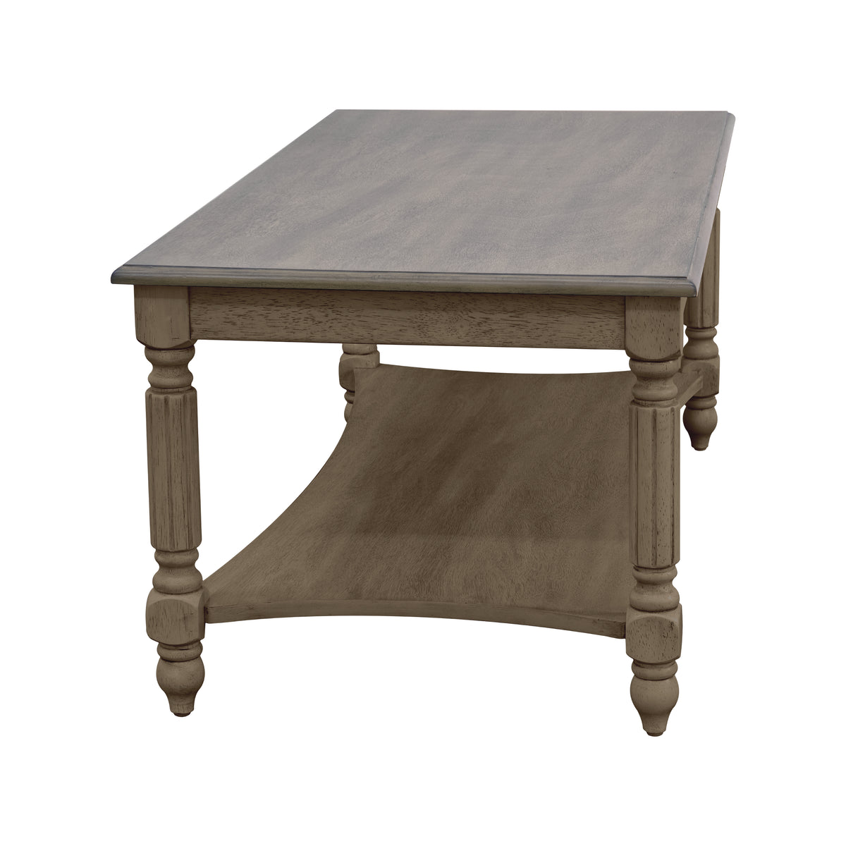 GALANO Solid Wood Rectangular Coffee Table with Lower Shelf, 39.4", 1-Piece