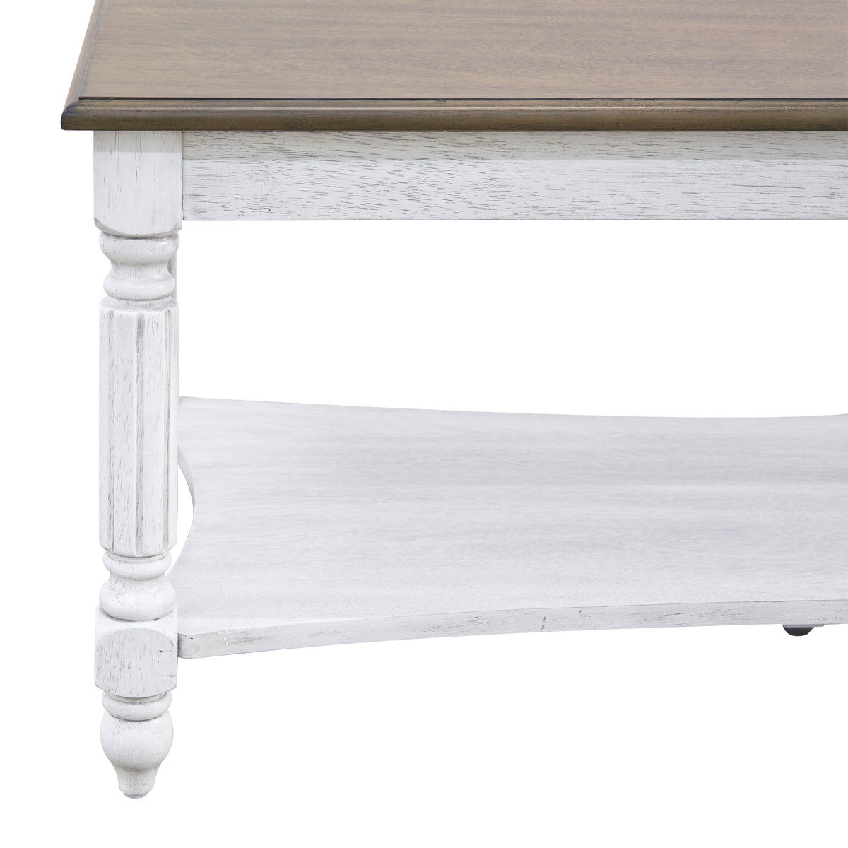 GALANO Solid Wood Rectangular Coffee Table with Lower Shelf, 39.4", 1-Piece