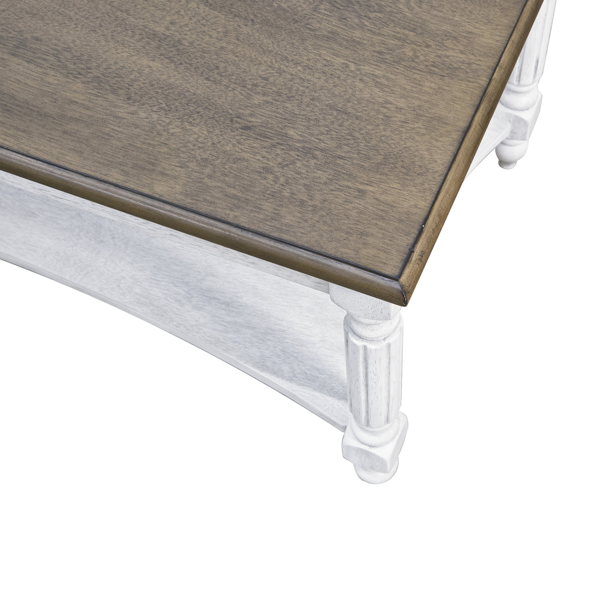 GALANO Solid Wood Rectangular Coffee Table with Lower Shelf, 39.4", 1-Piece