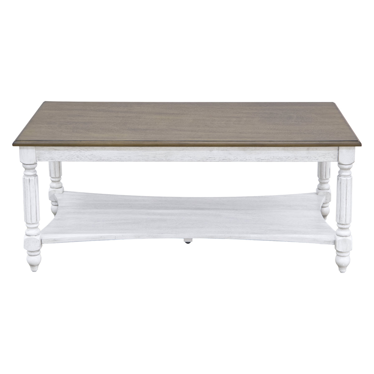 GALANO Solid Wood Rectangular Coffee Table with Lower Shelf, 39.4", 1-Piece