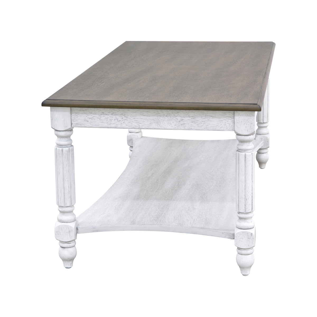 GALANO Solid Wood Rectangular Coffee Table with Lower Shelf, 39.4", 1-Piece