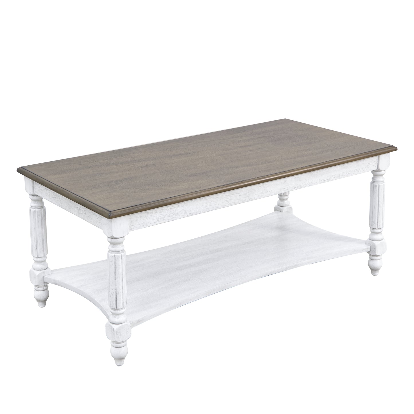 Galano Marcello Rectangular Coffee Table - Antique White & Antique Oak