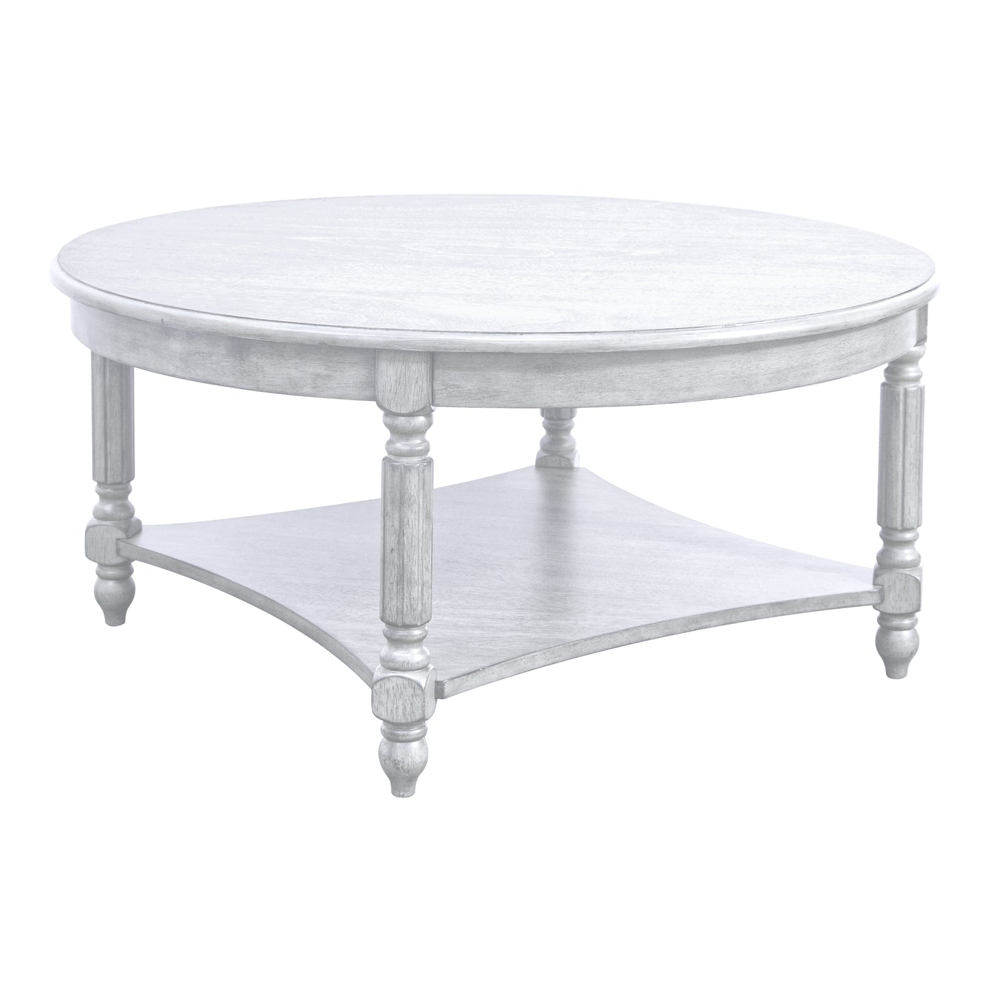 Galano Round Coffee Table with Solid Wood Legs 34.6" W x 34.6" D x 16.5" H