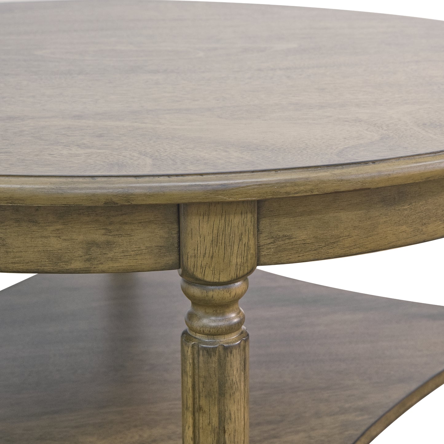 Galano Round Coffee Table with Solid Wood Legs 34.6" W x 34.6" D x 16.5" H
