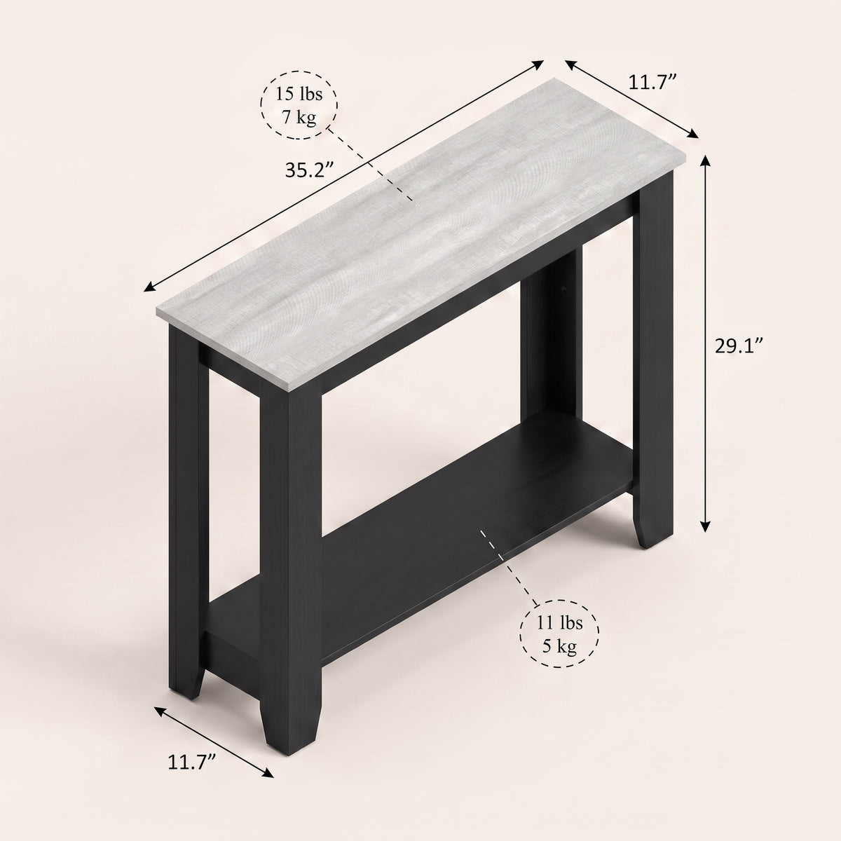 GALANO Transitional Console Table with Open Lower Shelf, 35.2"