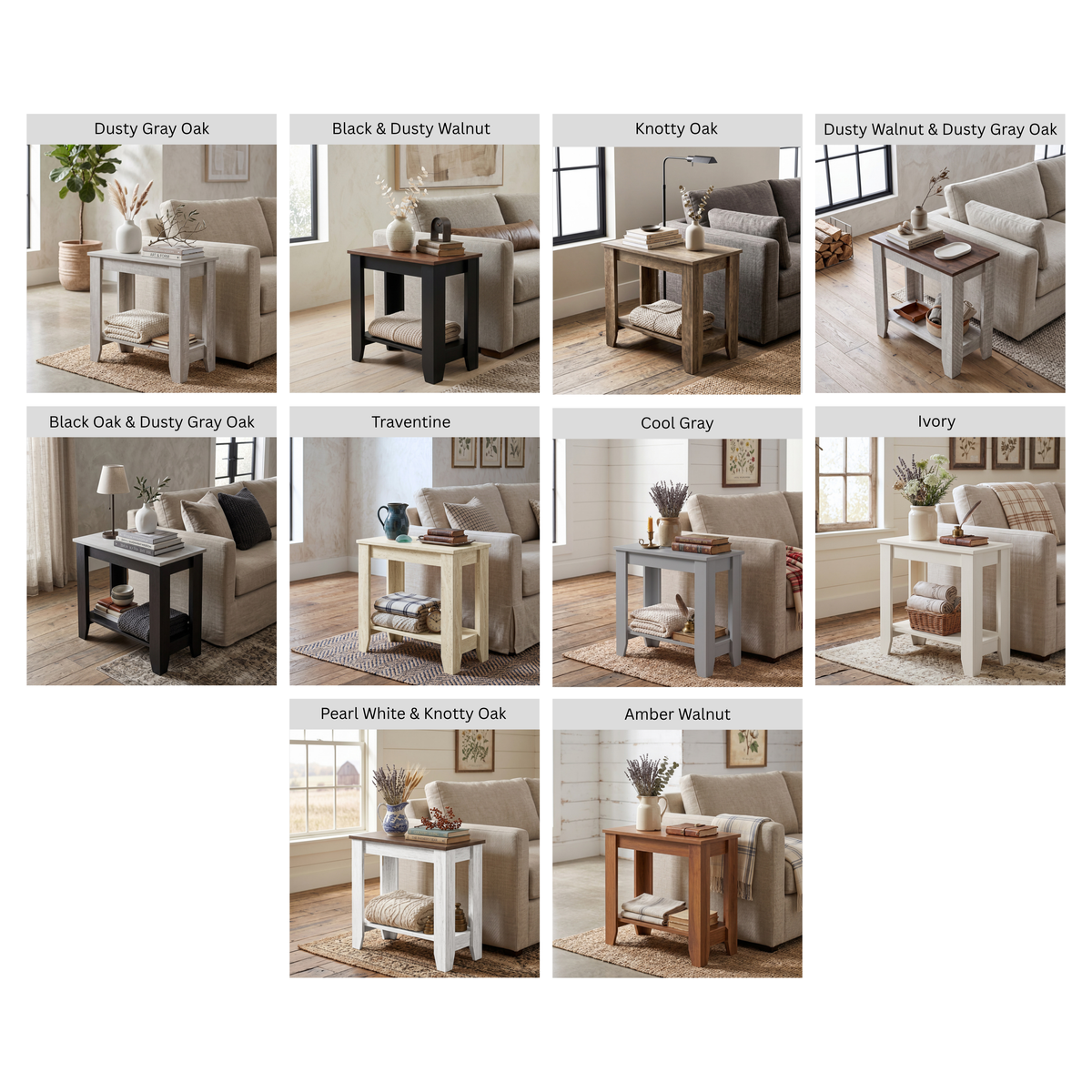 Galano Narrow Living Room Accent End Table Side Table with Lower Open Storage Shelf