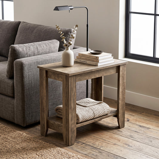 Galano Narrow Living Room Accent End Table Side Table with Lower Open Storage Shelf