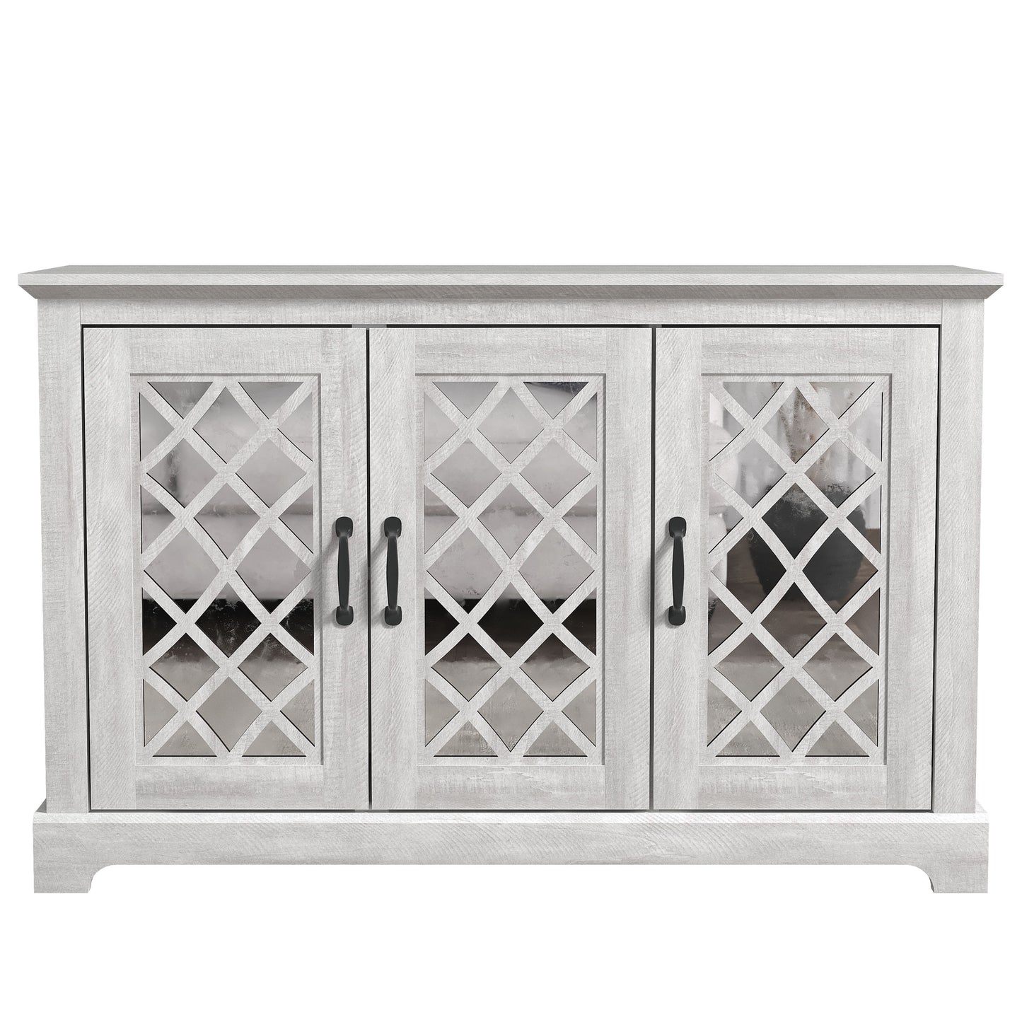 Galano 3-Door Sideboard with Mirrored Cut-Out Storage 45.7" W × 15.7" D × 29.3" H