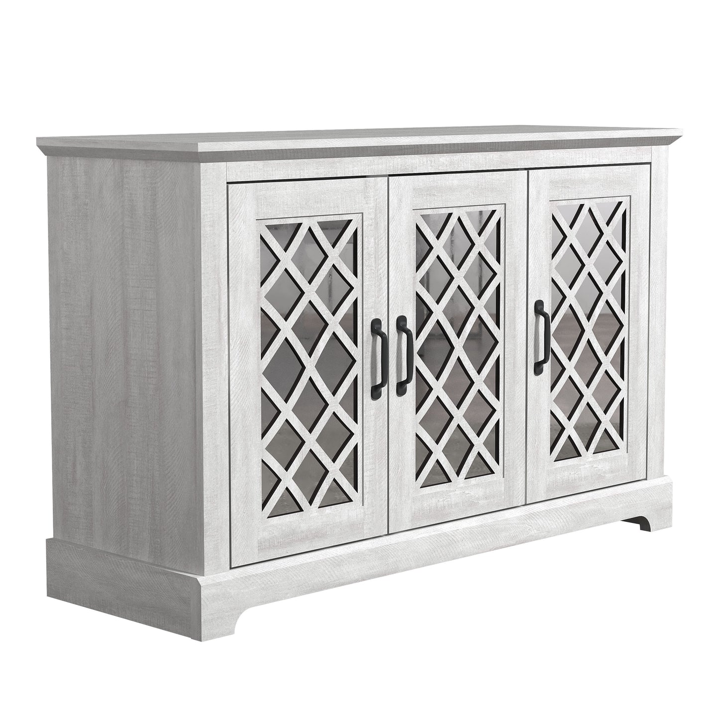 Galano 3-Door Sideboard with Mirrored Cut-Out Storage 45.7" W × 15.7" D × 29.3" H