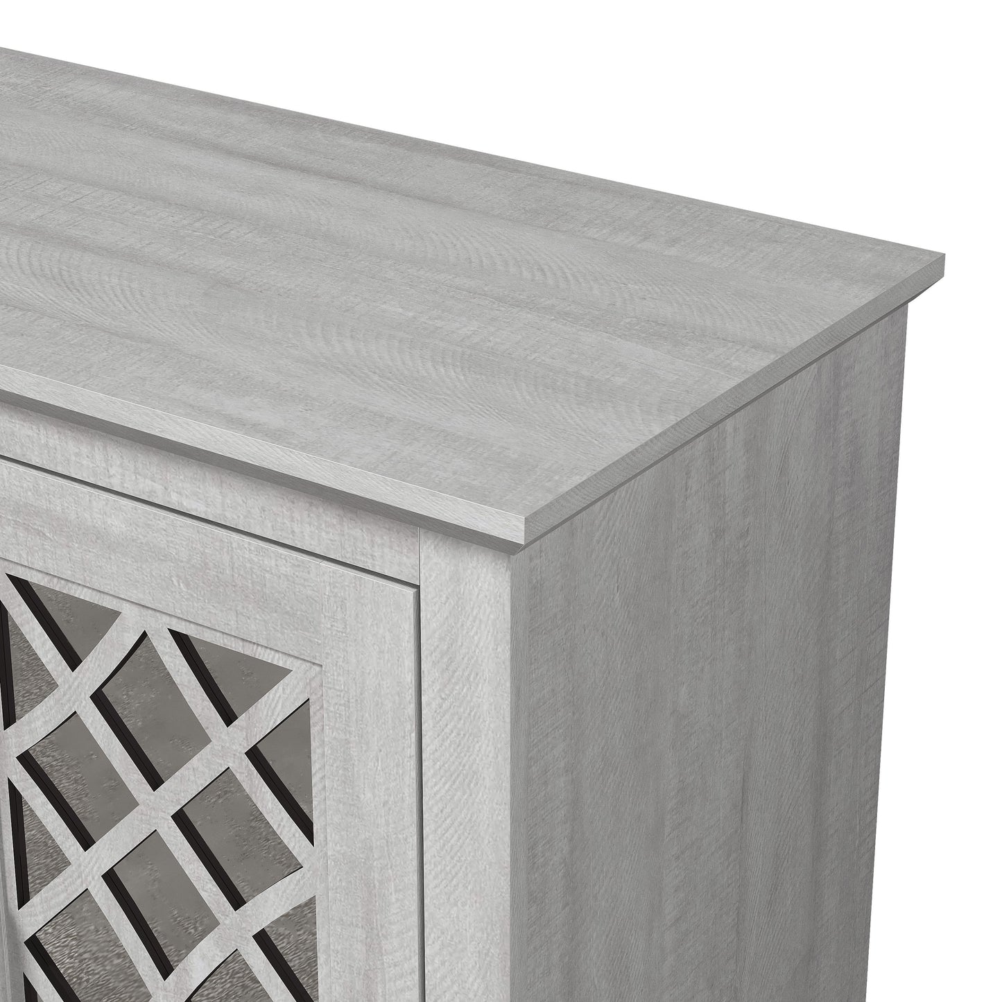 Galano 3-Door Sideboard with Mirrored Cut-Out Storage 45.7" W × 15.7" D × 29.3" H