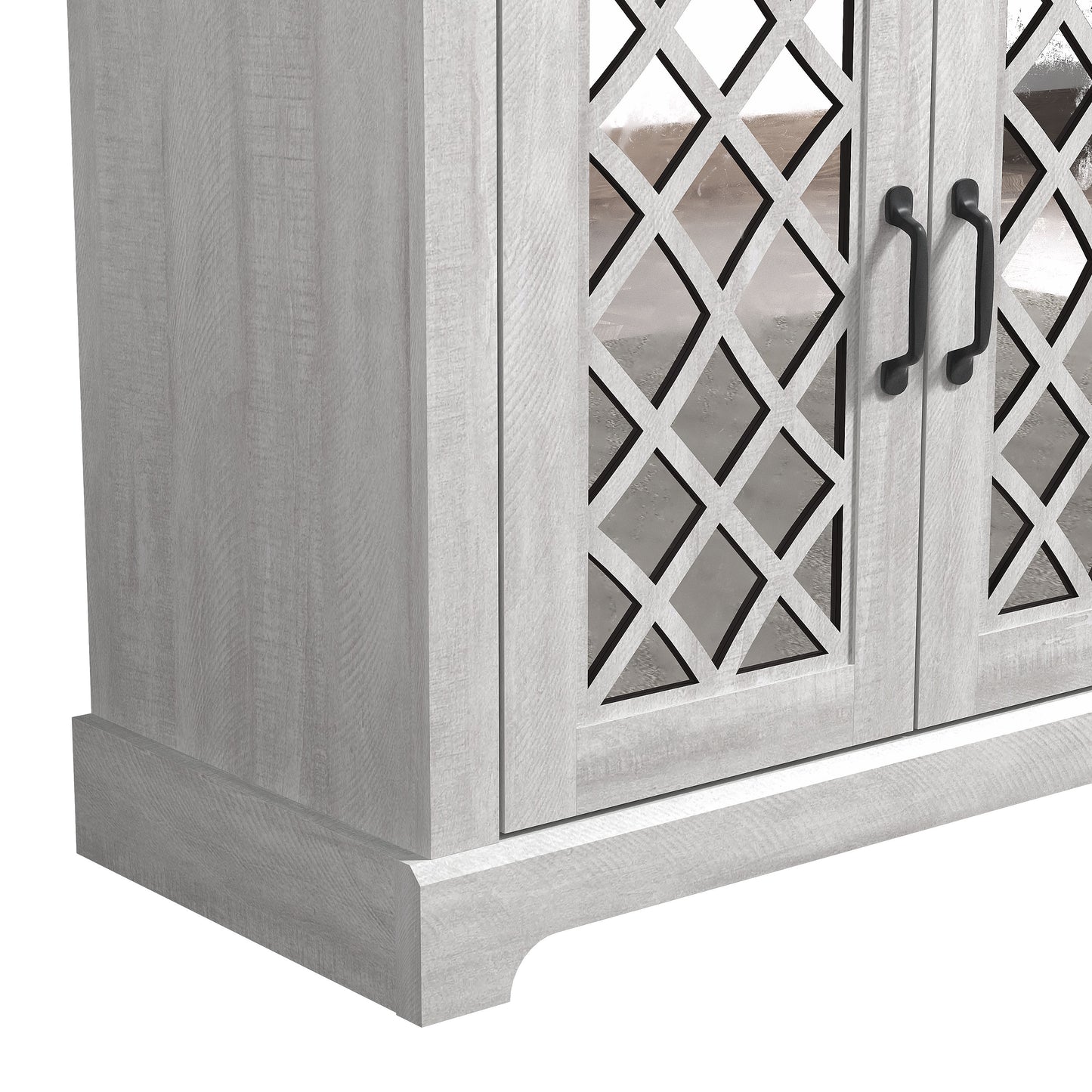 Galano 3-Door Sideboard with Mirrored Cut-Out Storage 45.7" W × 15.7" D × 29.3" H