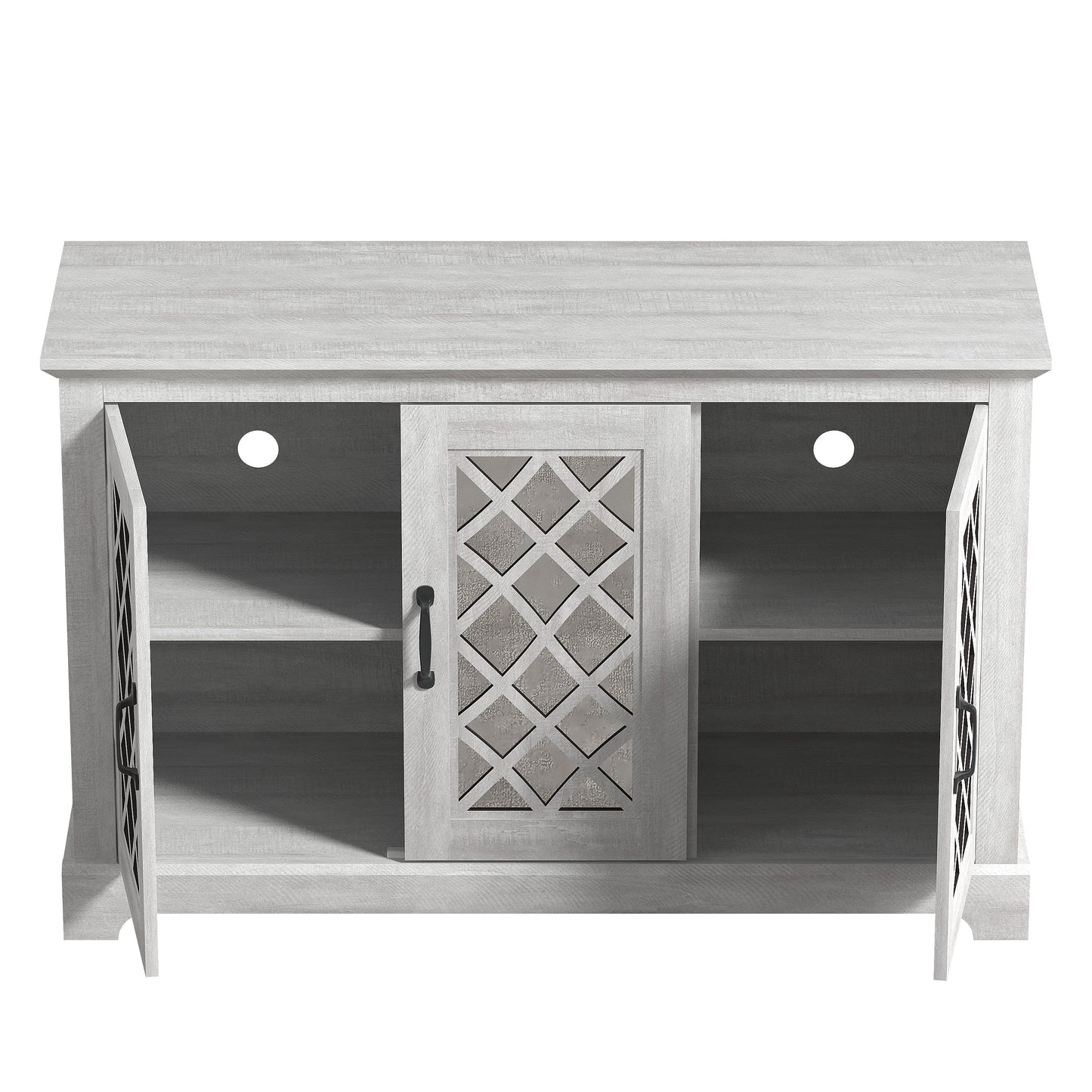 Galano 3-Door Sideboard with Mirrored Cut-Out Storage 45.7" W × 15.7" D × 29.3" H