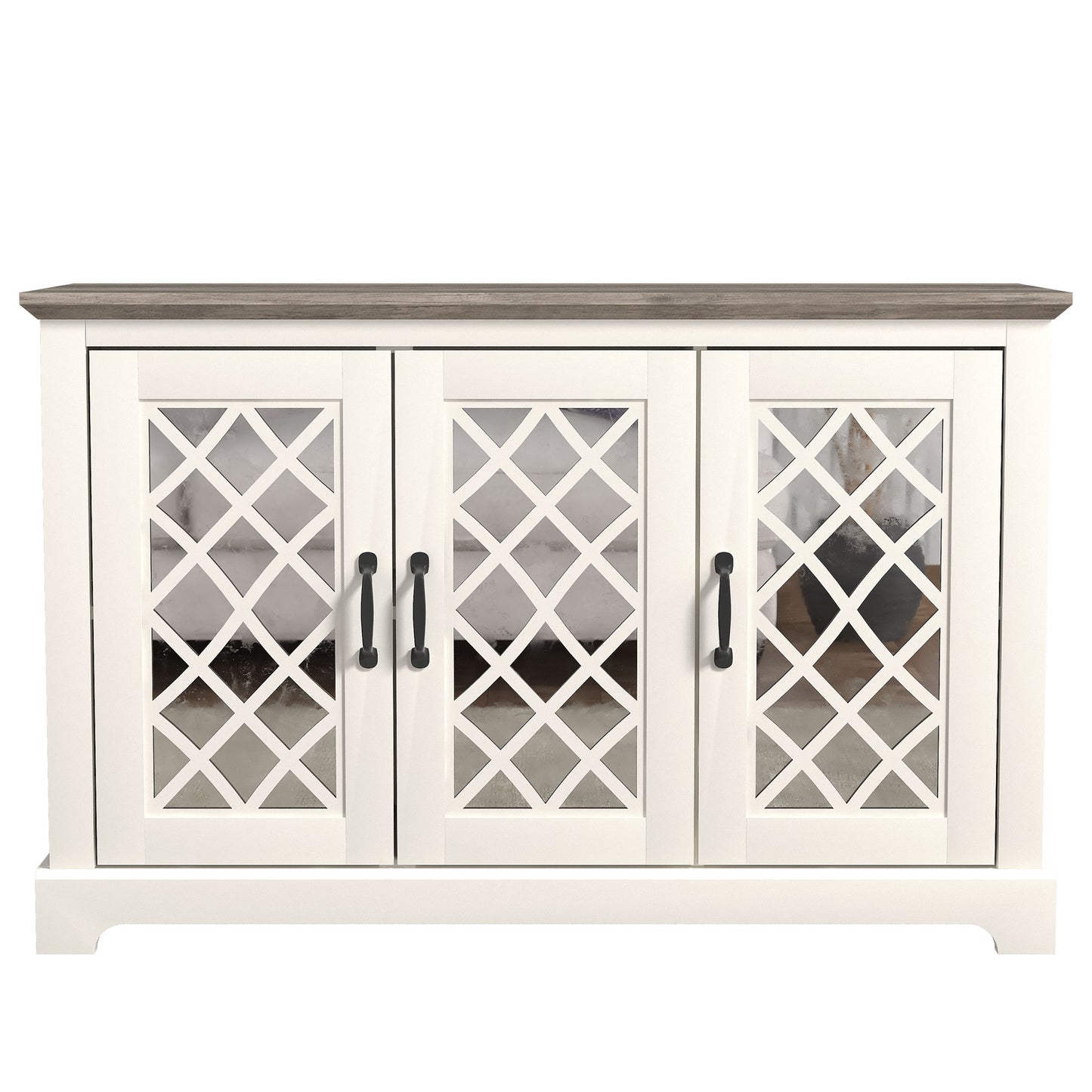 Galano 3-Door Sideboard with Mirrored Cut-Out Storage 45.7" W × 15.7" D × 29.3" H
