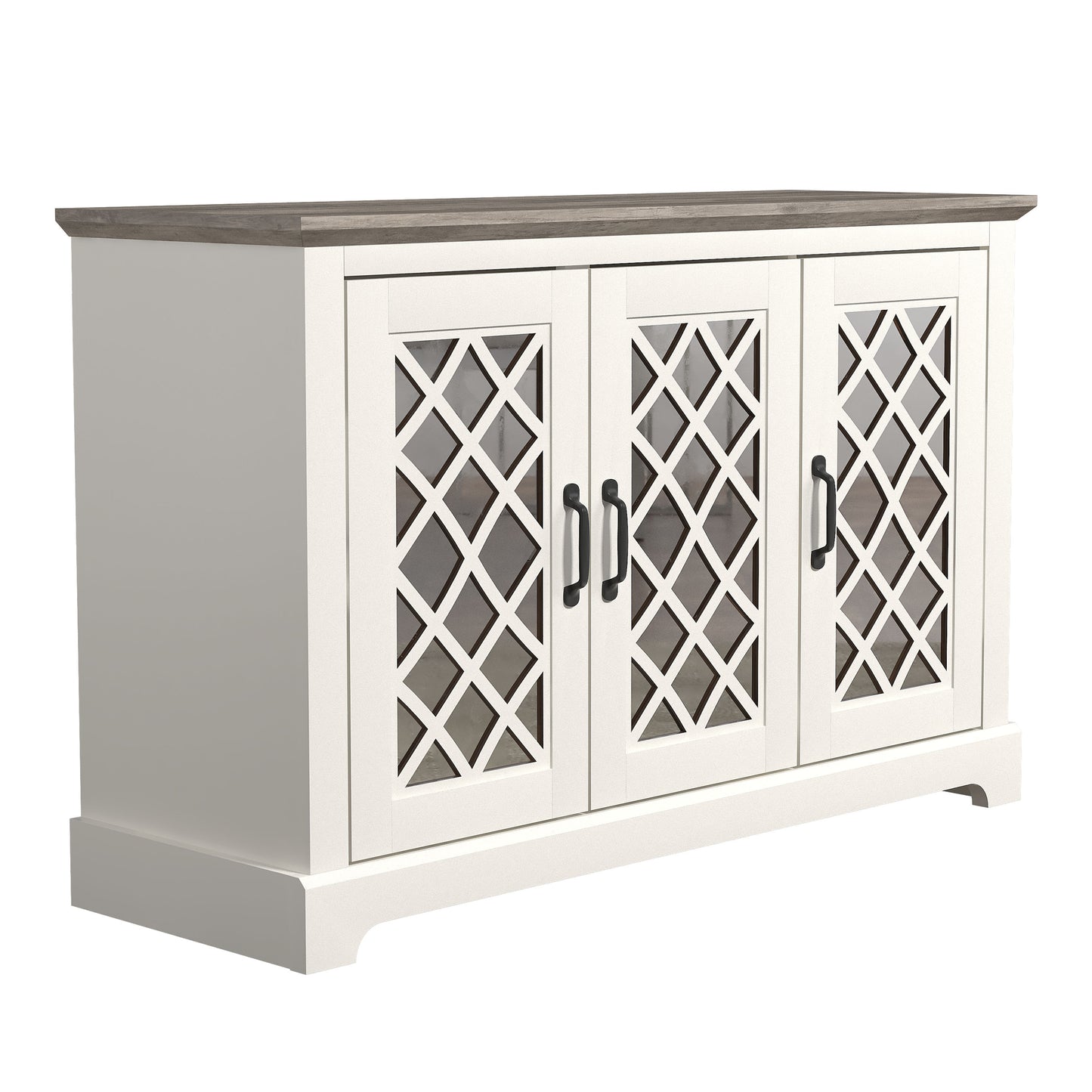 Galano 3-Door Sideboard with Mirrored Cut-Out Storage 45.7" W × 15.7" D × 29.3" H