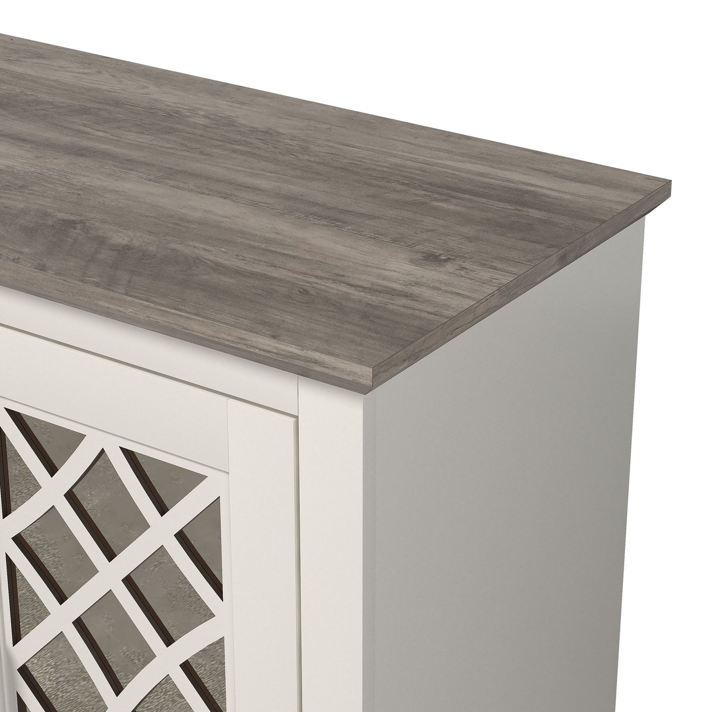 Galano 3-Door Sideboard with Mirrored Cut-Out Storage 45.7" W × 15.7" D × 29.3" H