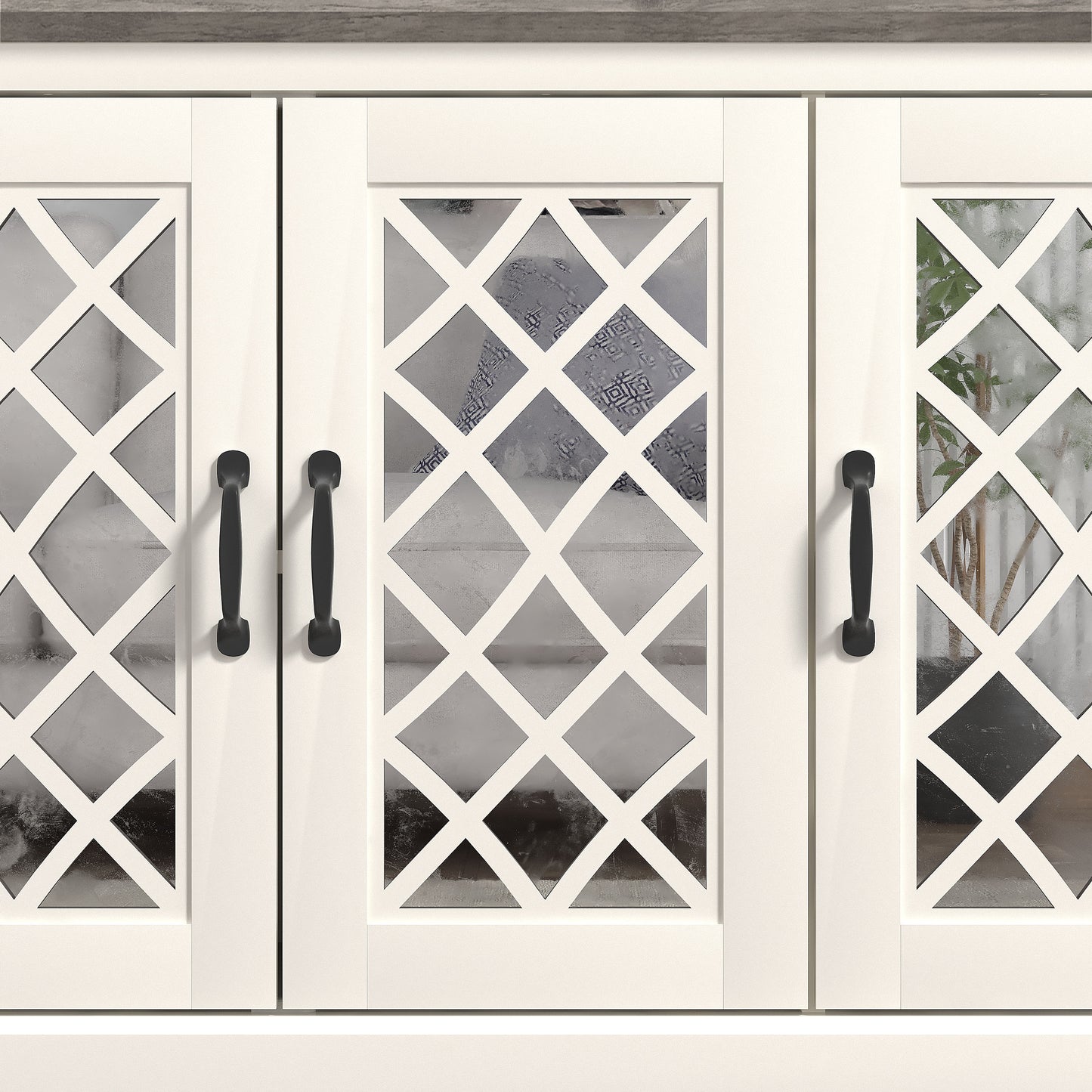 Galano 3-Door Sideboard with Mirrored Cut-Out Storage 45.7" W × 15.7" D × 29.3" H