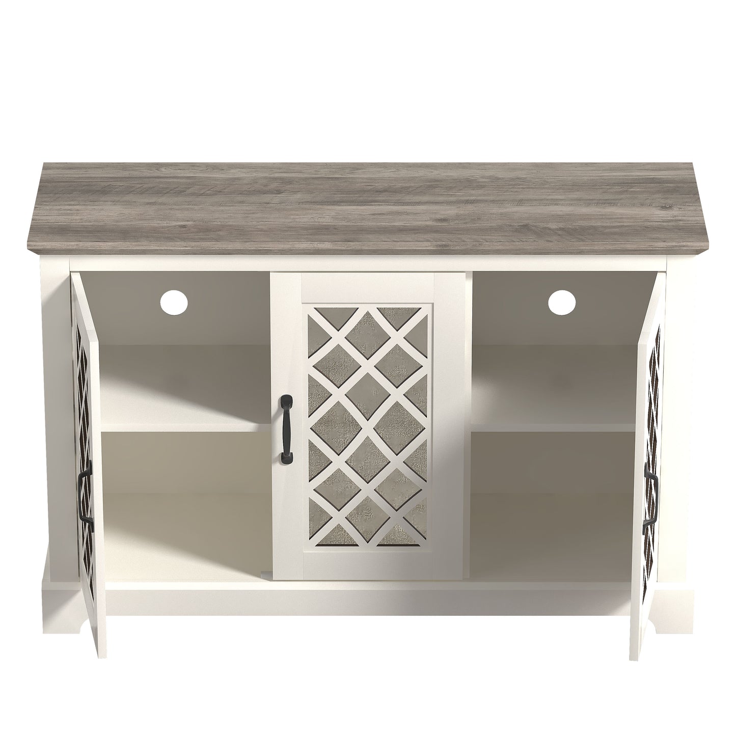 Galano 3-Door Sideboard with Mirrored Cut-Out Storage 45.7" W × 15.7" D × 29.3" H