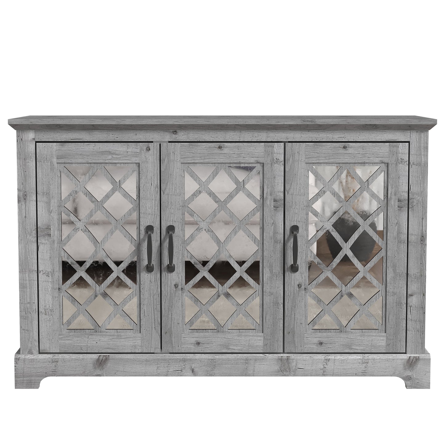 Galano 3-Door Sideboard with Mirrored Cut-Out Storage 45.7" W × 15.7" D × 29.3" H