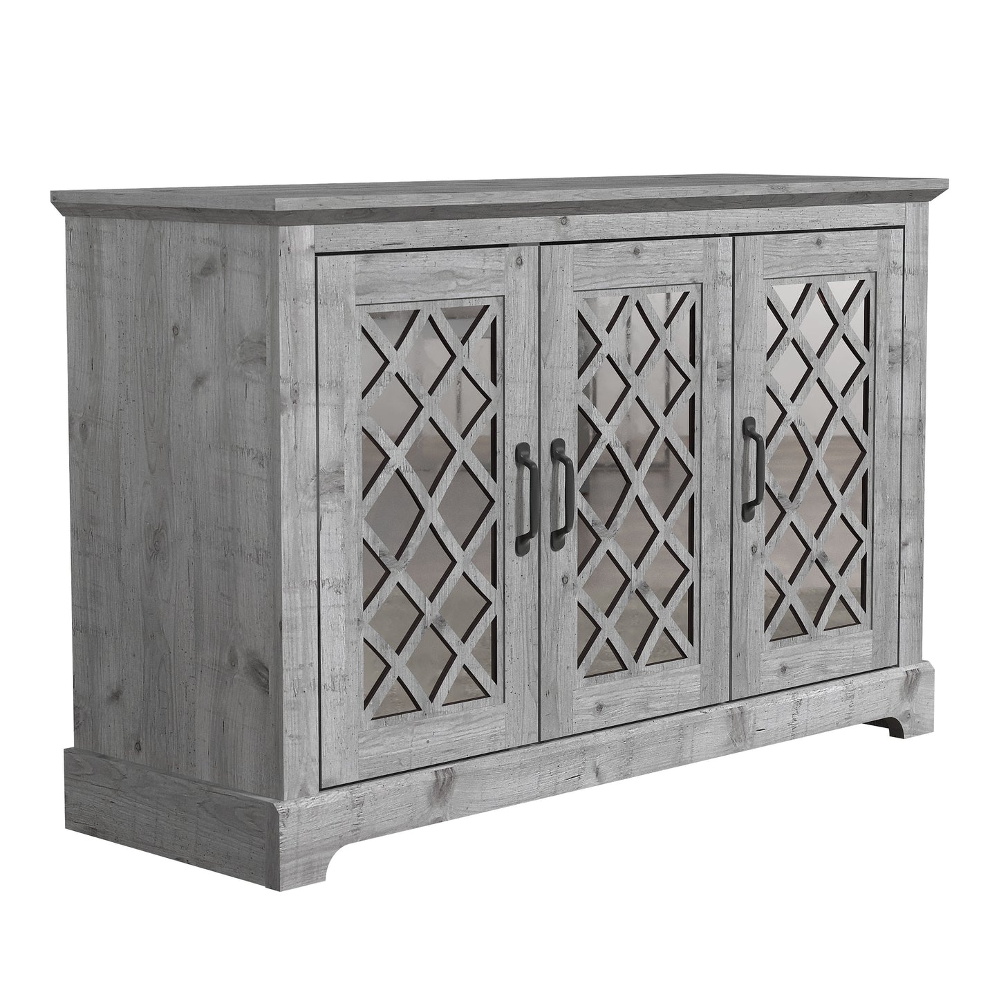 Galano 3-Door Sideboard with Mirrored Cut-Out Storage 45.7" W × 15.7" D × 29.3" H