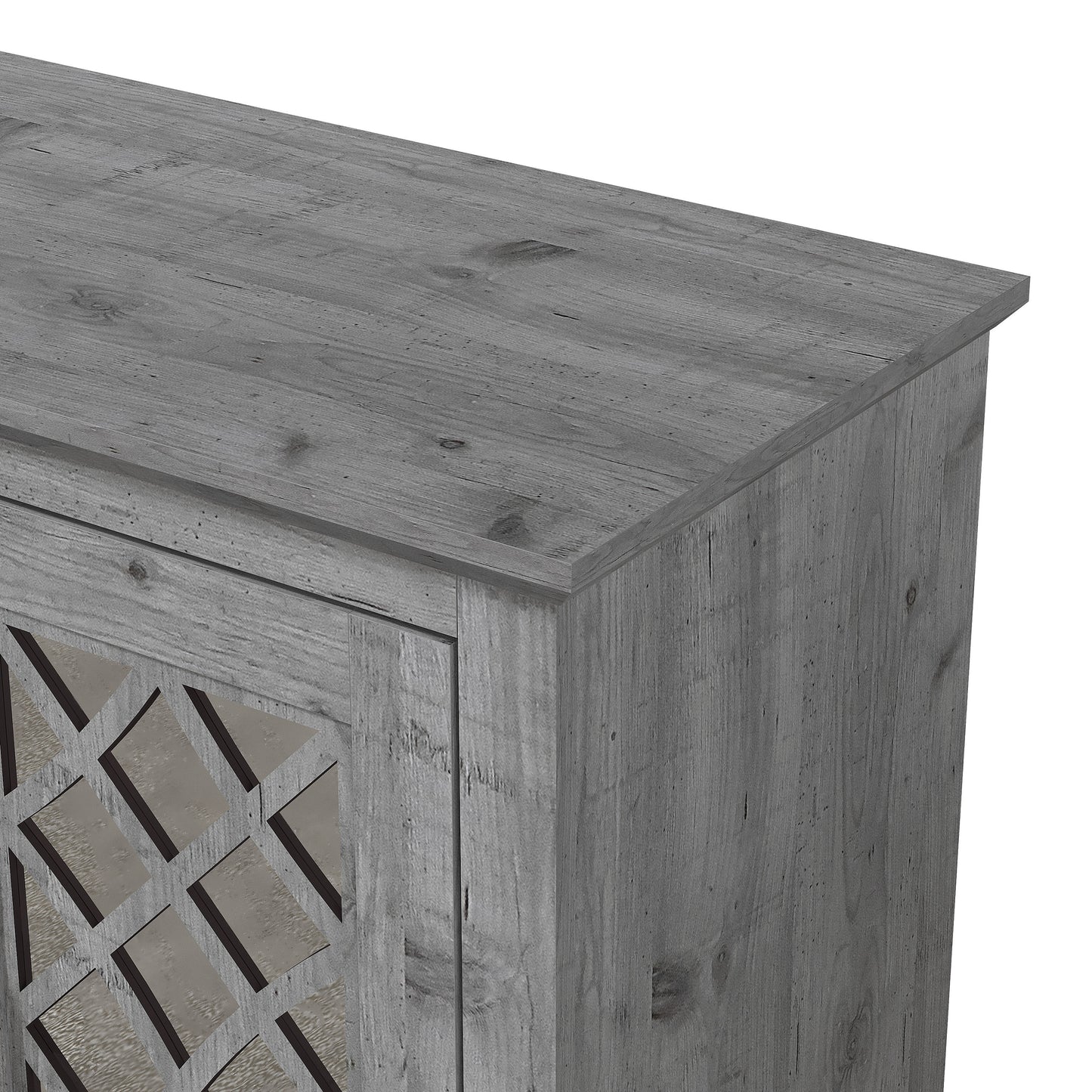 Galano 3-Door Sideboard with Mirrored Cut-Out Storage 45.7" W × 15.7" D × 29.3" H