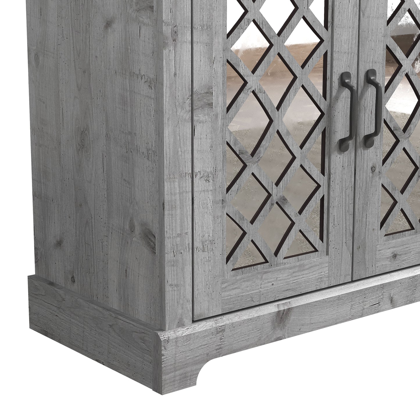 Galano 3-Door Sideboard with Mirrored Cut-Out Storage 45.7" W × 15.7" D × 29.3" H