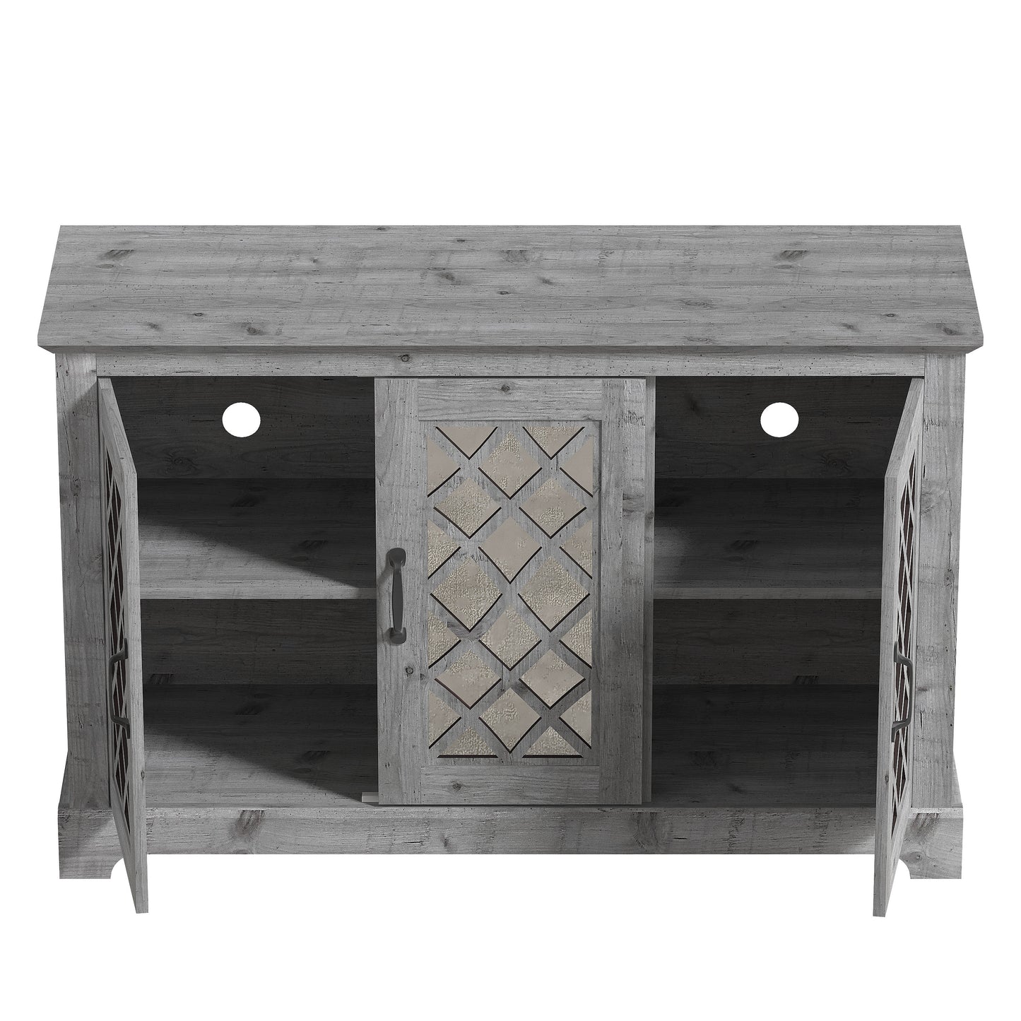 Galano 3-Door Sideboard with Mirrored Cut-Out Storage 45.7" W × 15.7" D × 29.3" H