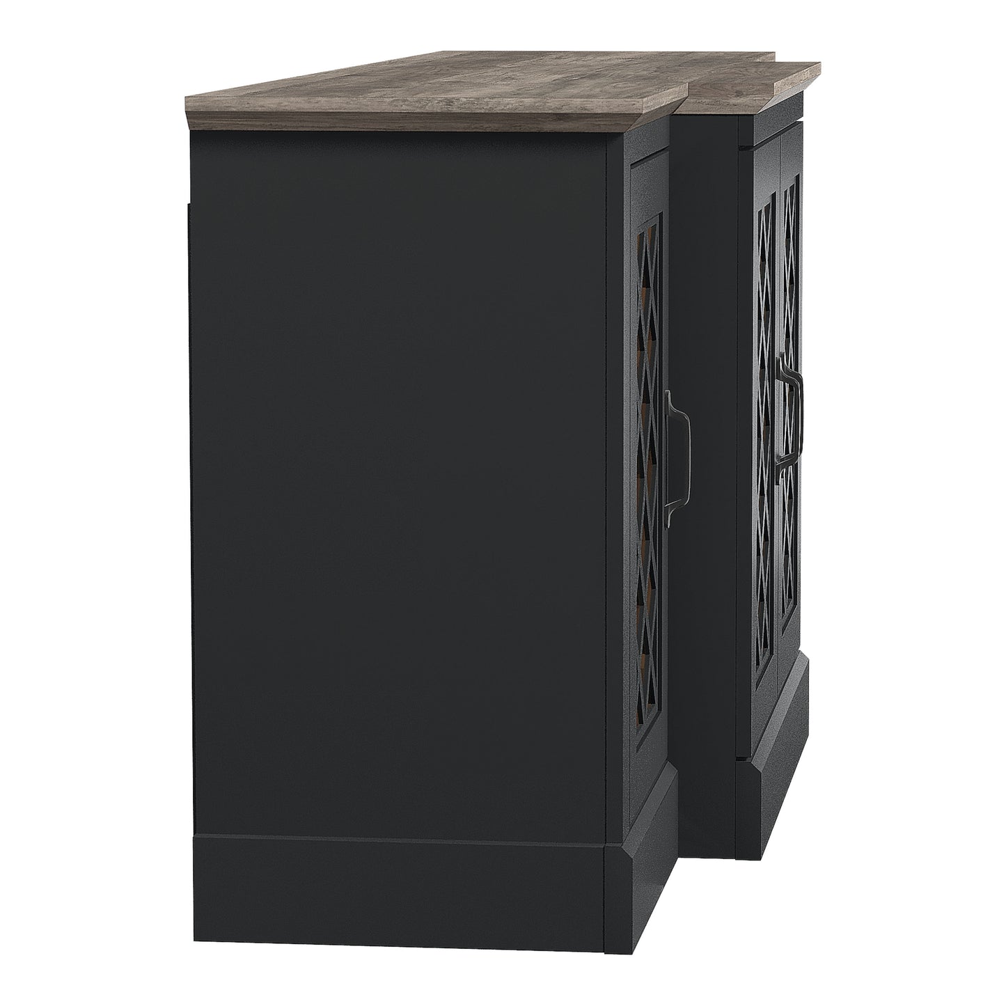 Galano 4-Door Accent Sideboard with Mirrored Cut-Out Doors 60.4" W × 18.2" D × 29.3" H