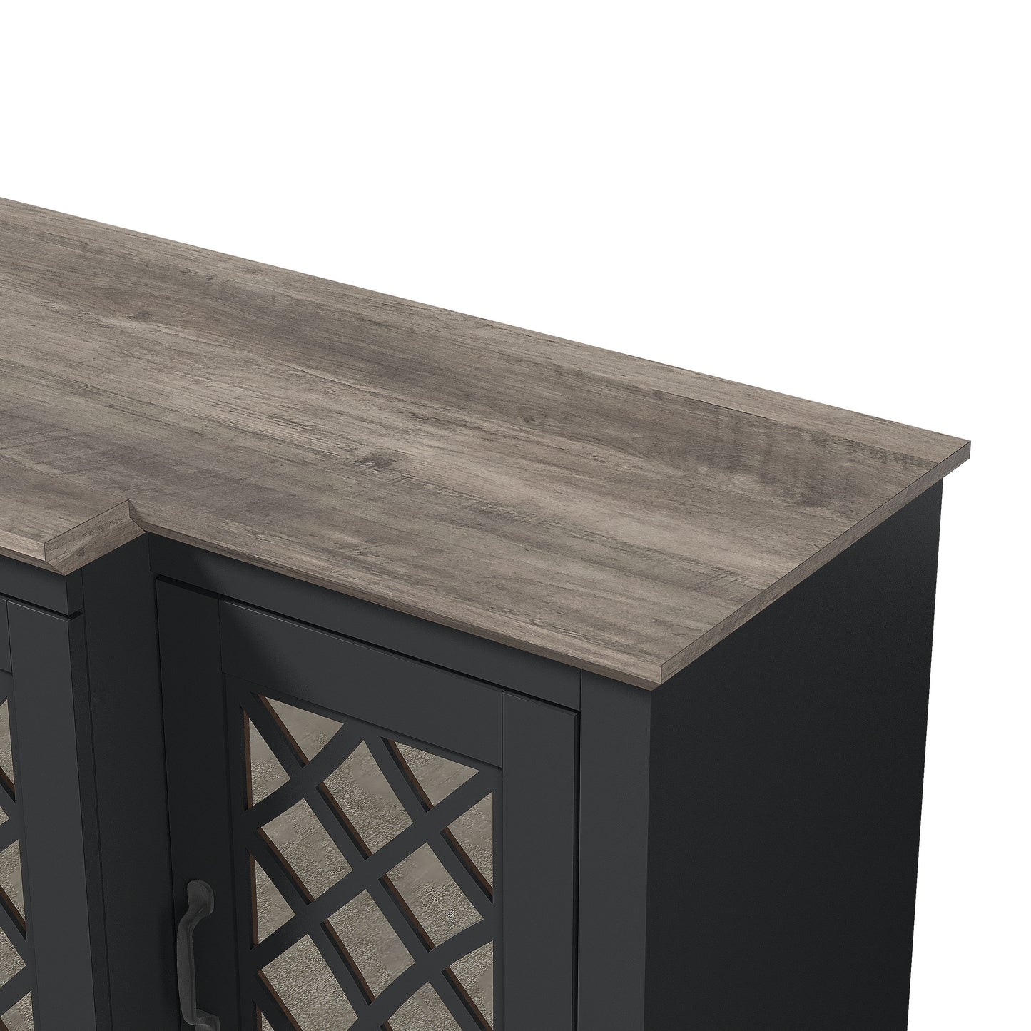 Galano 4-Door Accent Sideboard with Mirrored Cut-Out Doors 60.4" W × 18.2" D × 29.3" H