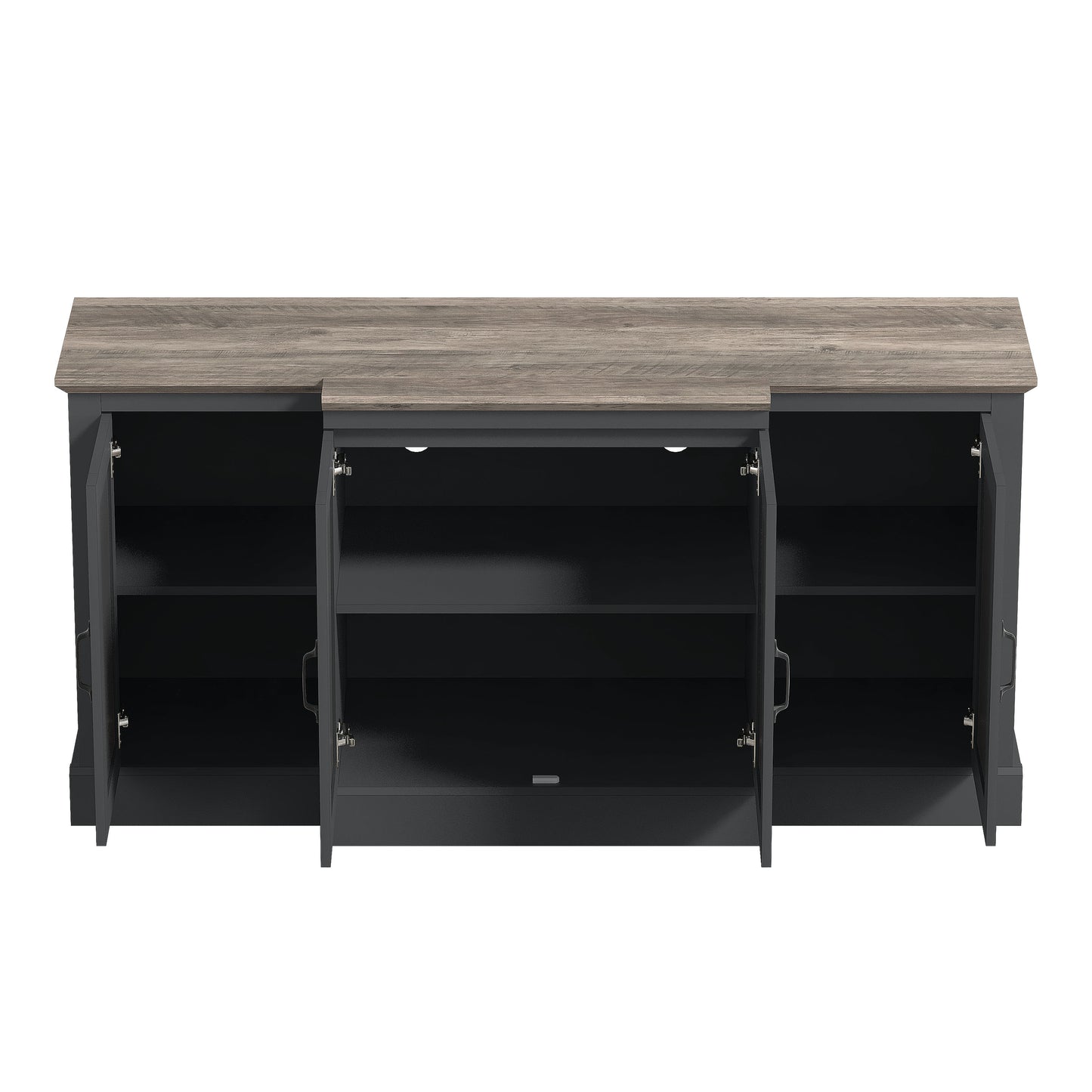 Galano 4-Door Accent Sideboard with Mirrored Cut-Out Doors 60.4" W × 18.2" D × 29.3" H