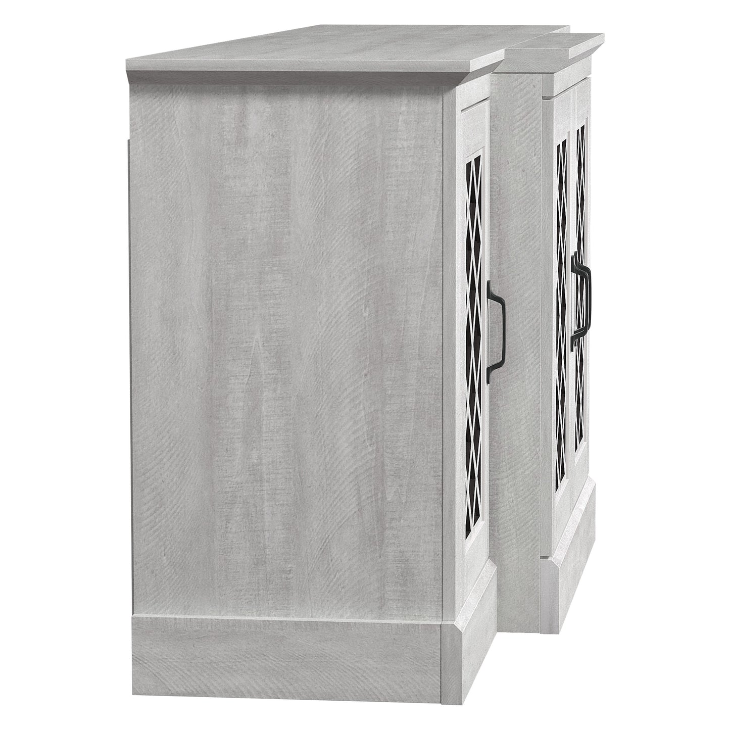 Galano 4-Door Accent Sideboard with Mirrored Cut-Out Doors 60.4" W × 18.2" D × 29.3" H