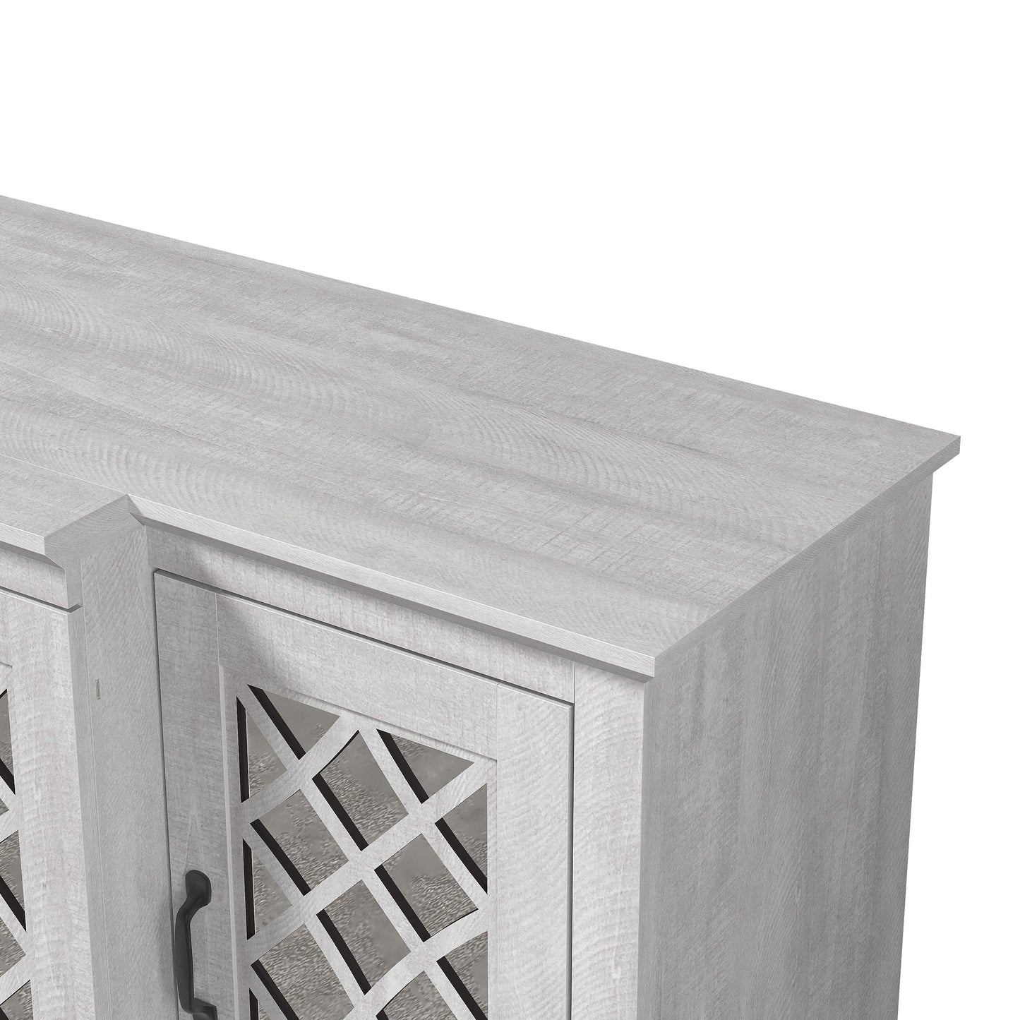 Galano 4-Door Accent Sideboard with Mirrored Cut-Out Doors 60.4" W × 18.2" D × 29.3" H