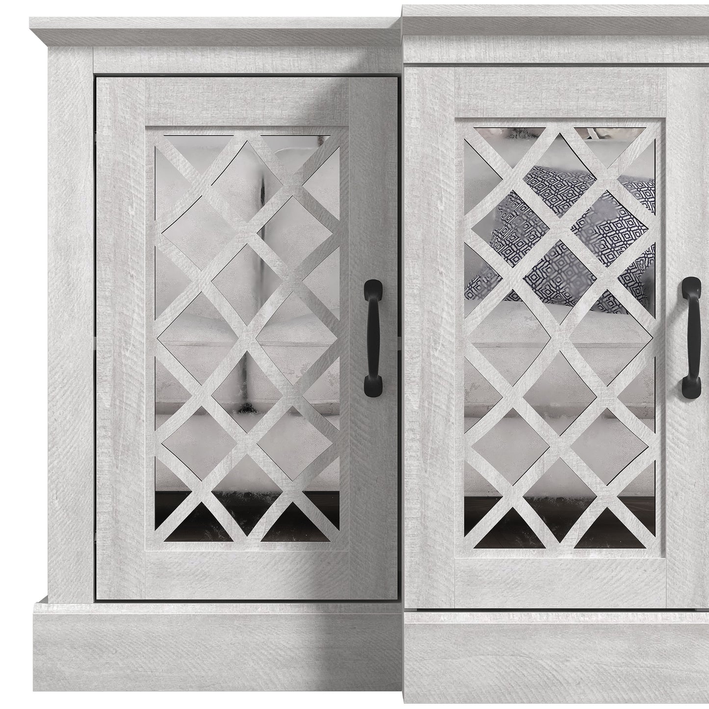 Galano 4-Door Accent Sideboard with Mirrored Cut-Out Doors 60.4" W × 18.2" D × 29.3" H