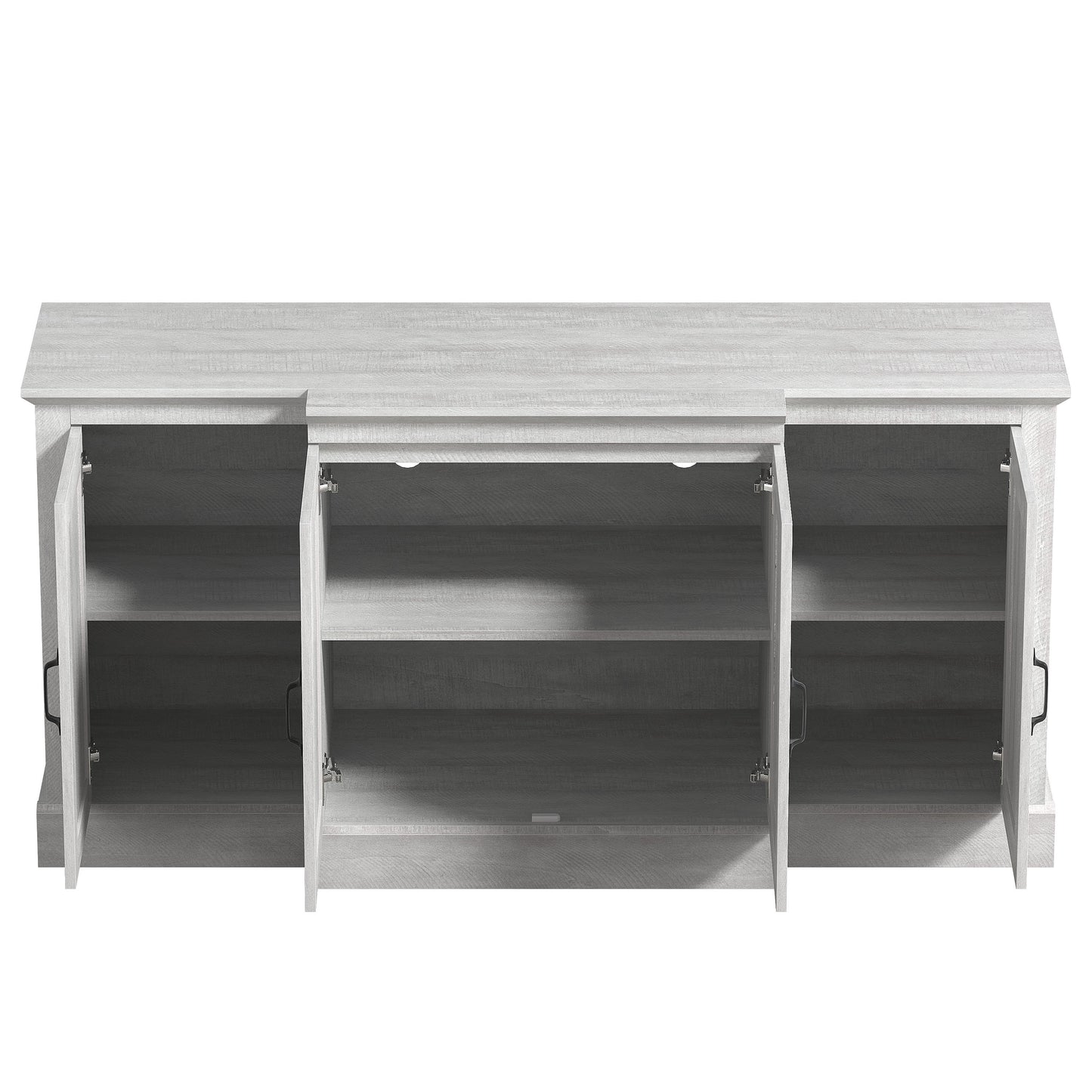 Galano 4-Door Accent Sideboard with Mirrored Cut-Out Doors 60.4" W × 18.2" D × 29.3" H