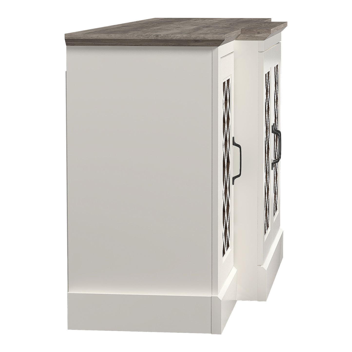 Galano 4-Door Accent Sideboard with Mirrored Cut-Out Doors 60.4" W × 18.2" D × 29.3" H