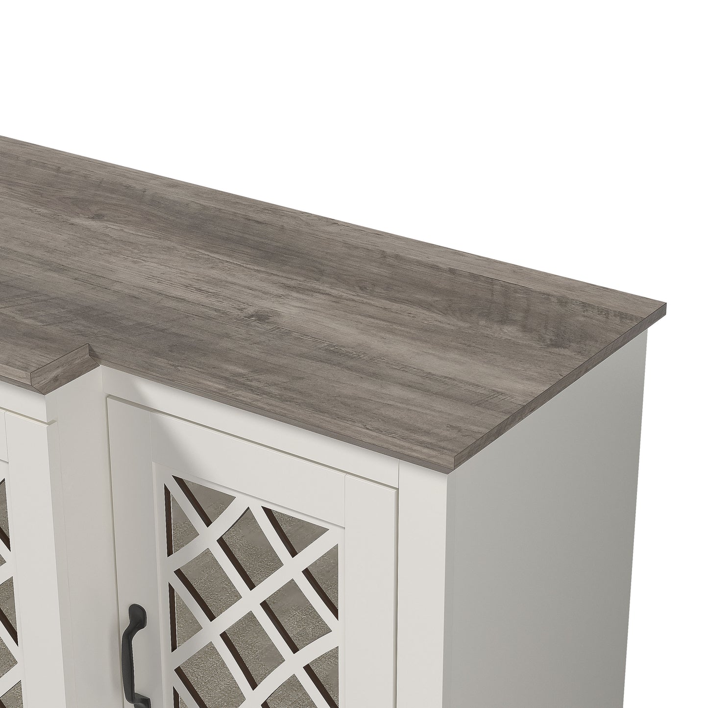 Galano 4-Door Accent Sideboard with Mirrored Cut-Out Doors 60.4" W × 18.2" D × 29.3" H