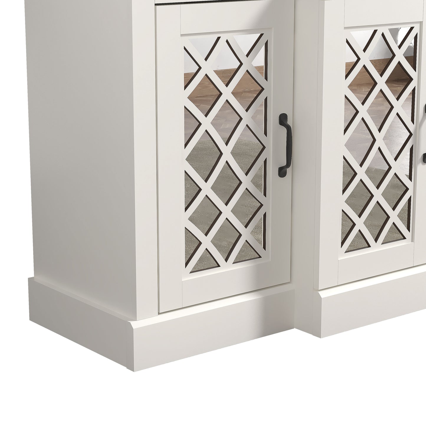 Galano 4-Door Accent Sideboard with Mirrored Cut-Out Doors 60.4" W × 18.2" D × 29.3" H