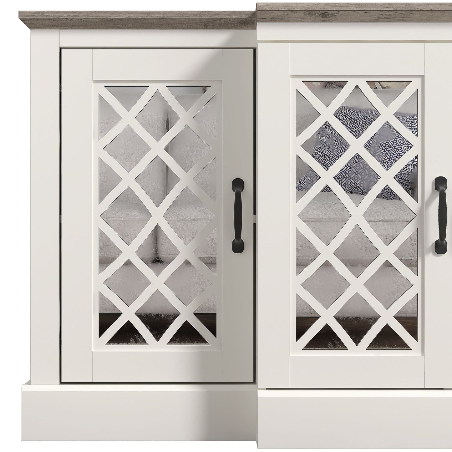 Galano 4-Door Accent Sideboard with Mirrored Cut-Out Doors 60.4" W × 18.2" D × 29.3" H