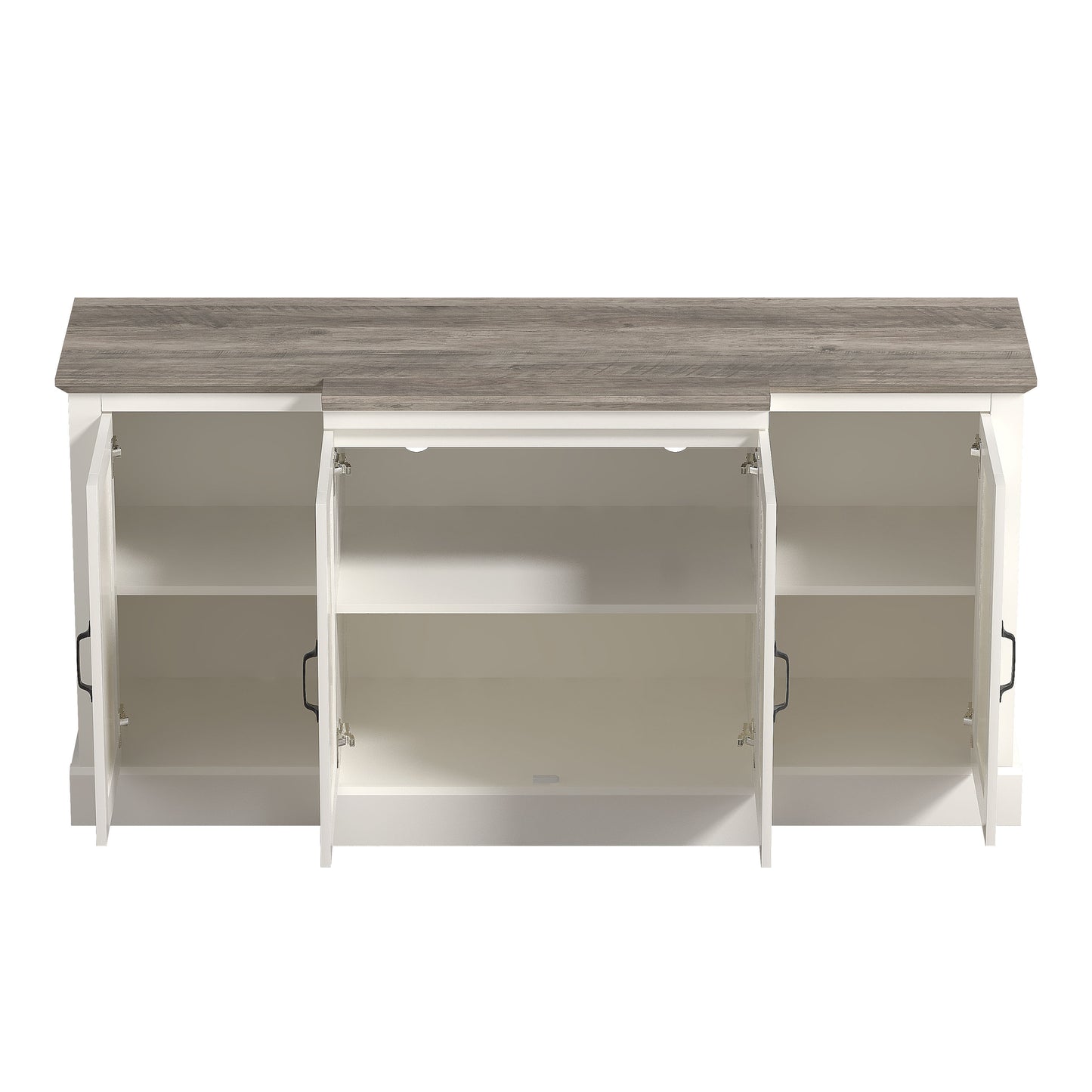 Galano 4-Door Accent Sideboard with Mirrored Cut-Out Doors 60.4" W × 18.2" D × 29.3" H