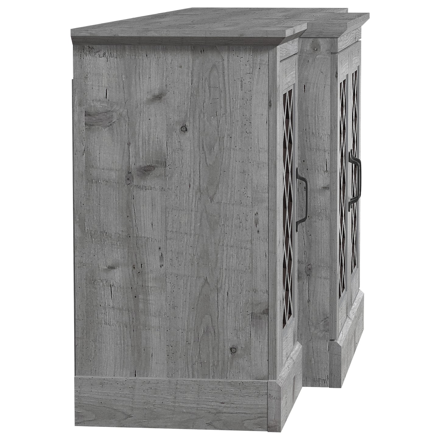 Galano 4-Door Accent Sideboard with Mirrored Cut-Out Doors 60.4" W × 18.2" D × 29.3" H