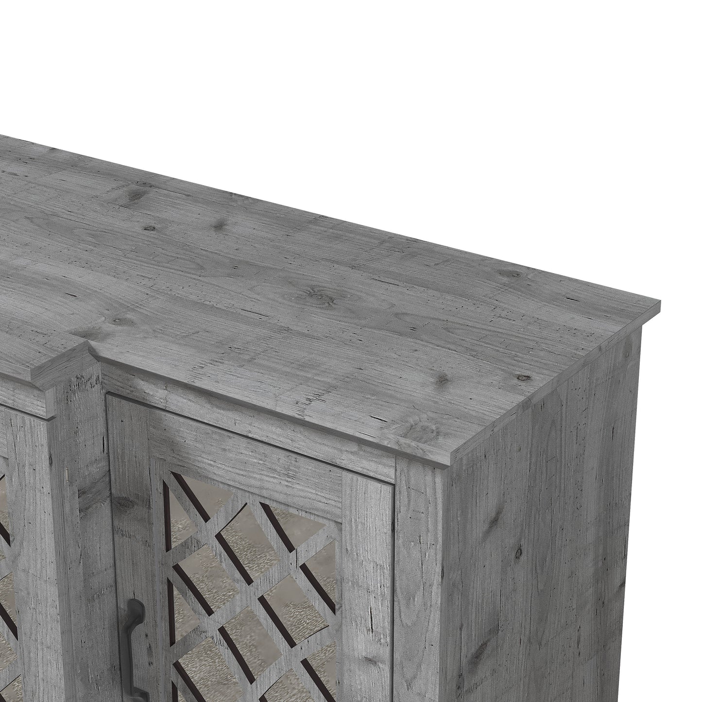 Galano 4-Door Accent Sideboard with Mirrored Cut-Out Doors 60.4" W × 18.2" D × 29.3" H