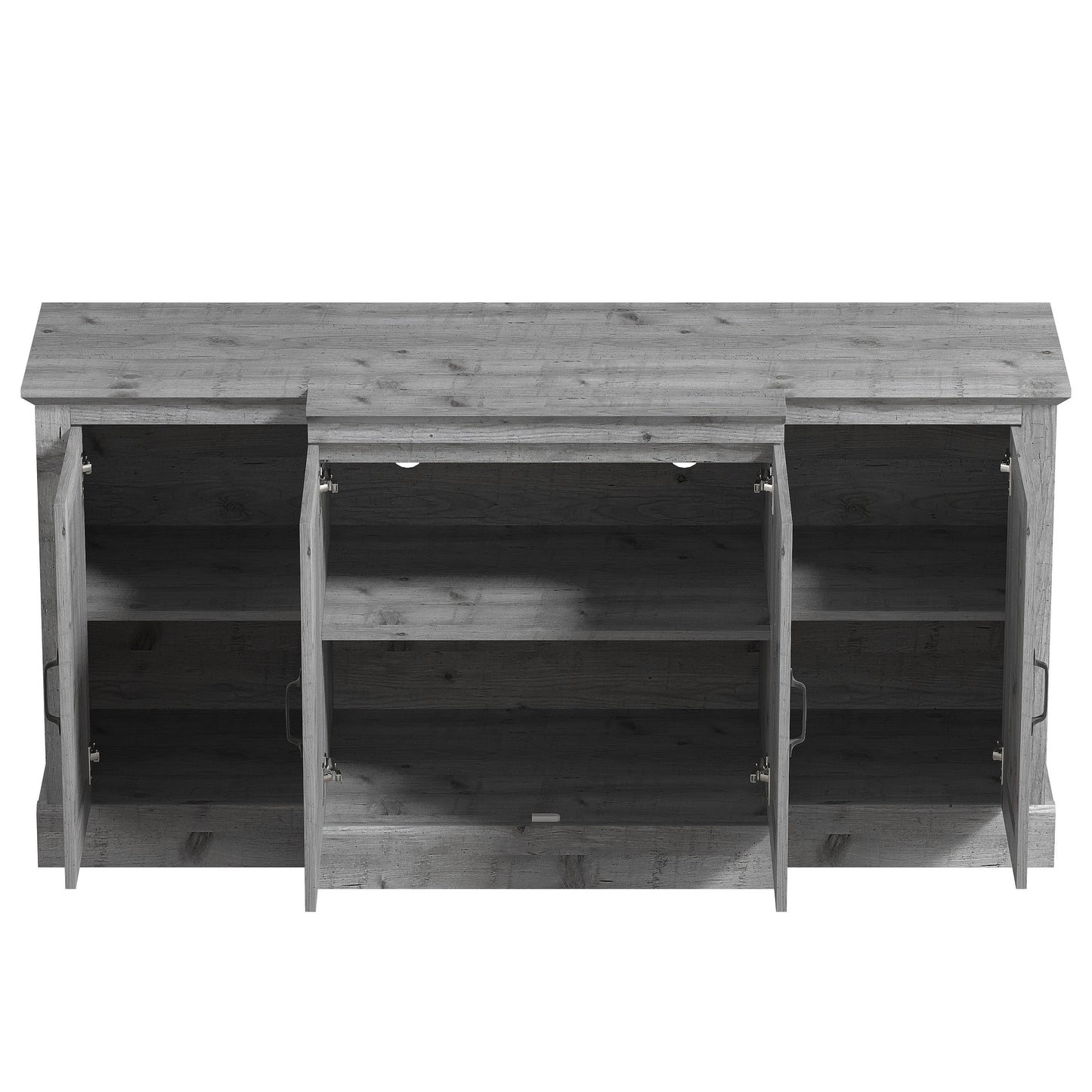 Galano 4-Door Accent Sideboard with Mirrored Cut-Out Doors 60.4" W × 18.2" D × 29.3" H