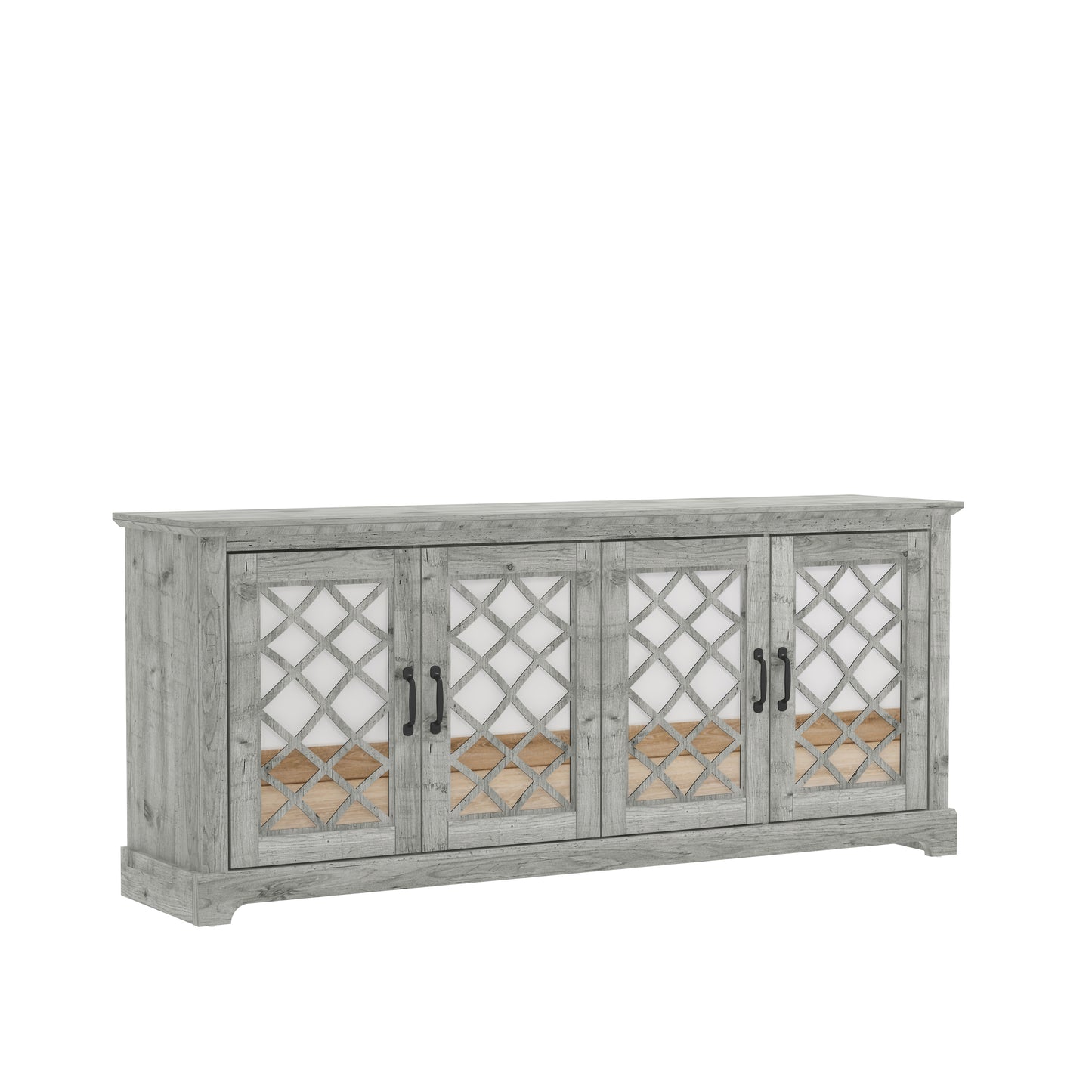 Galano Mirrored 4-Door TV Stand with Concealed Storage 68.2" W × 17.2" D × 29.3" H