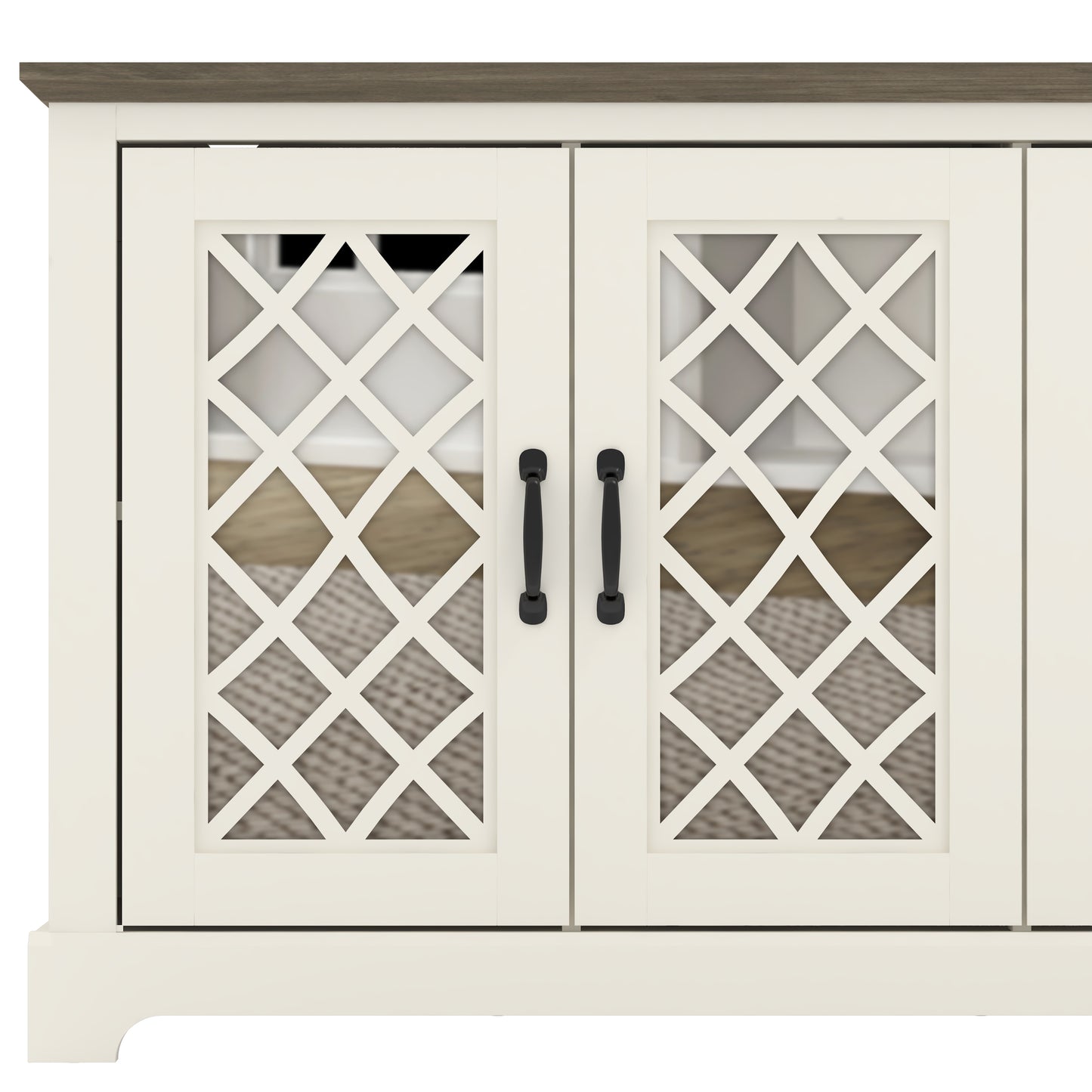Galano Mirrored 4-Door TV Stand with Concealed Storage 59.6" W × 15.7" D × 29.3" H