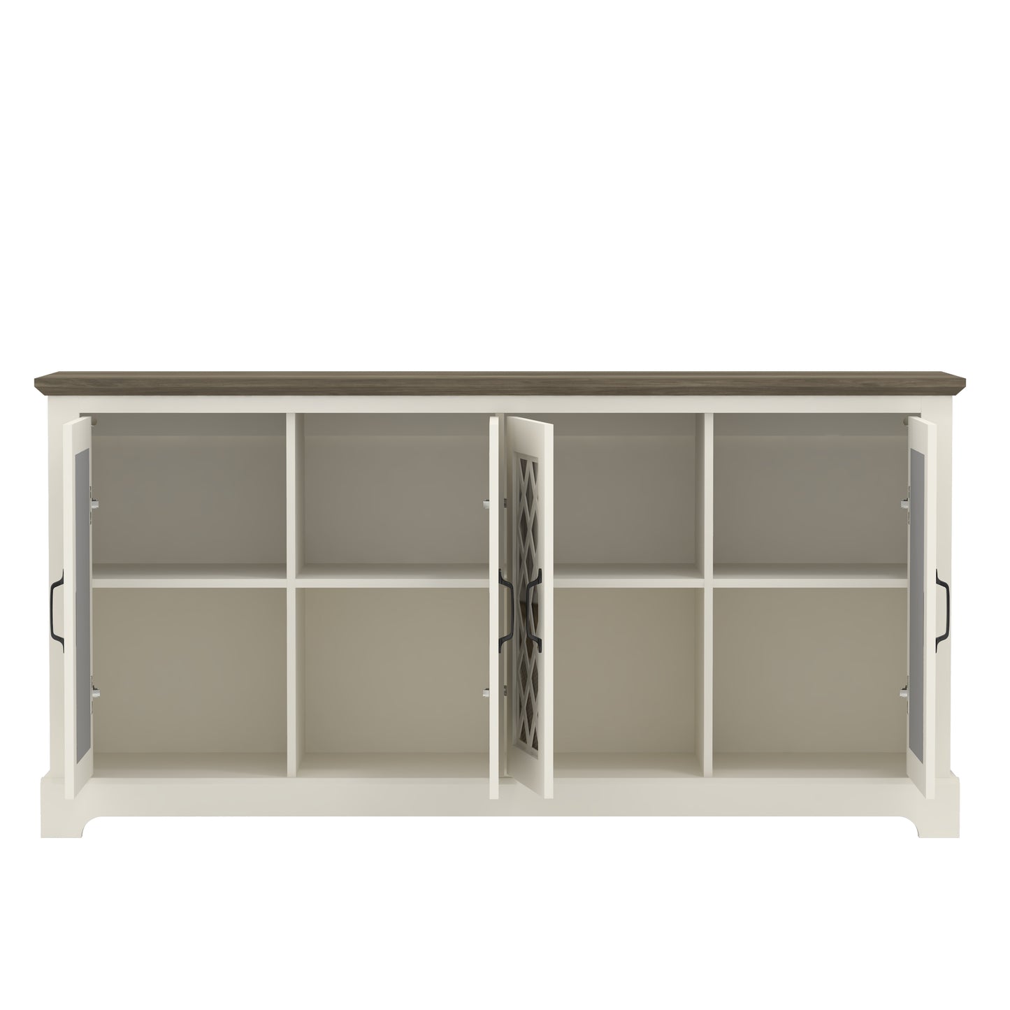 Galano Mirrored 4-Door TV Stand with Concealed Storage 59.6" W × 15.7" D × 29.3" H