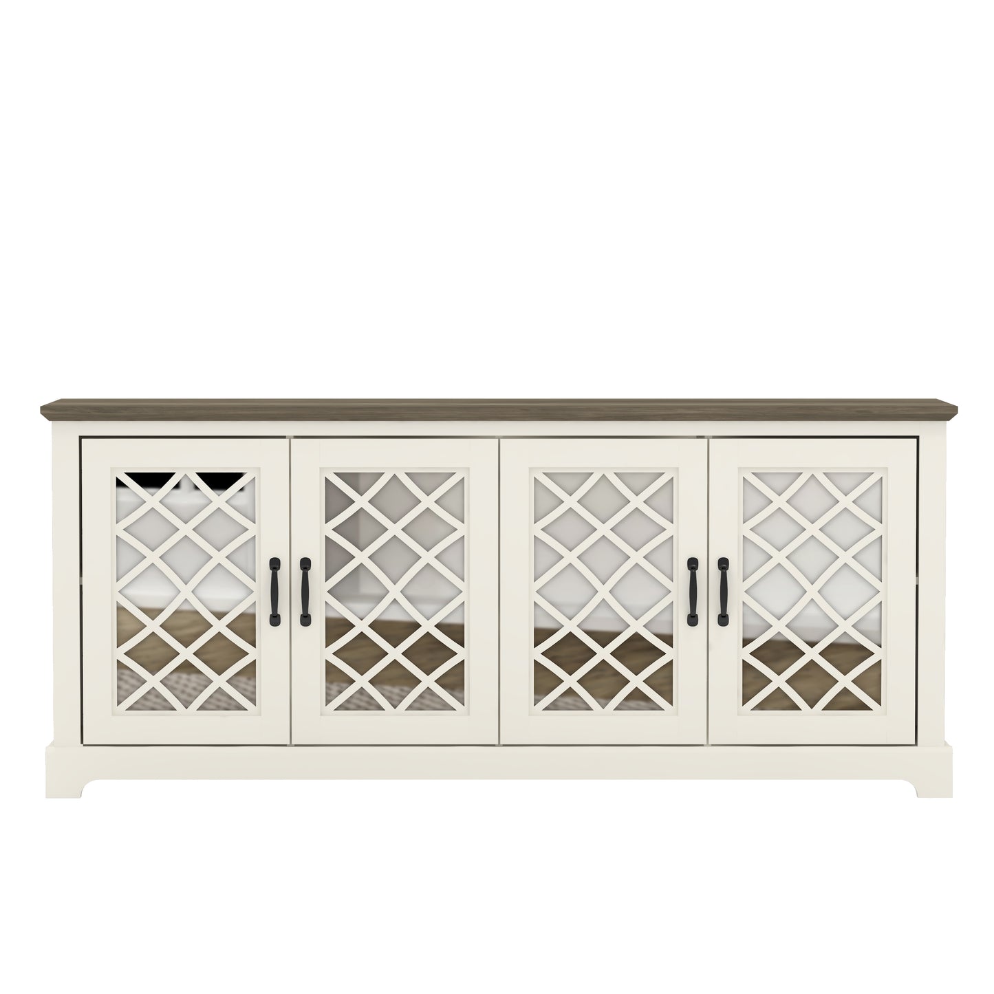 Galano Mirrored 4-Door TV Stand with Concealed Storage 68.2" W × 17.2" D × 29.3" H
