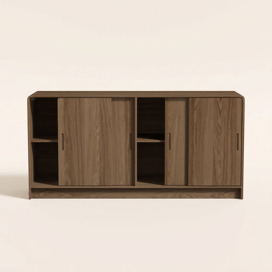 4-Door Sideboard with Sliding Doors, 60.7-Inch, Umber Oak