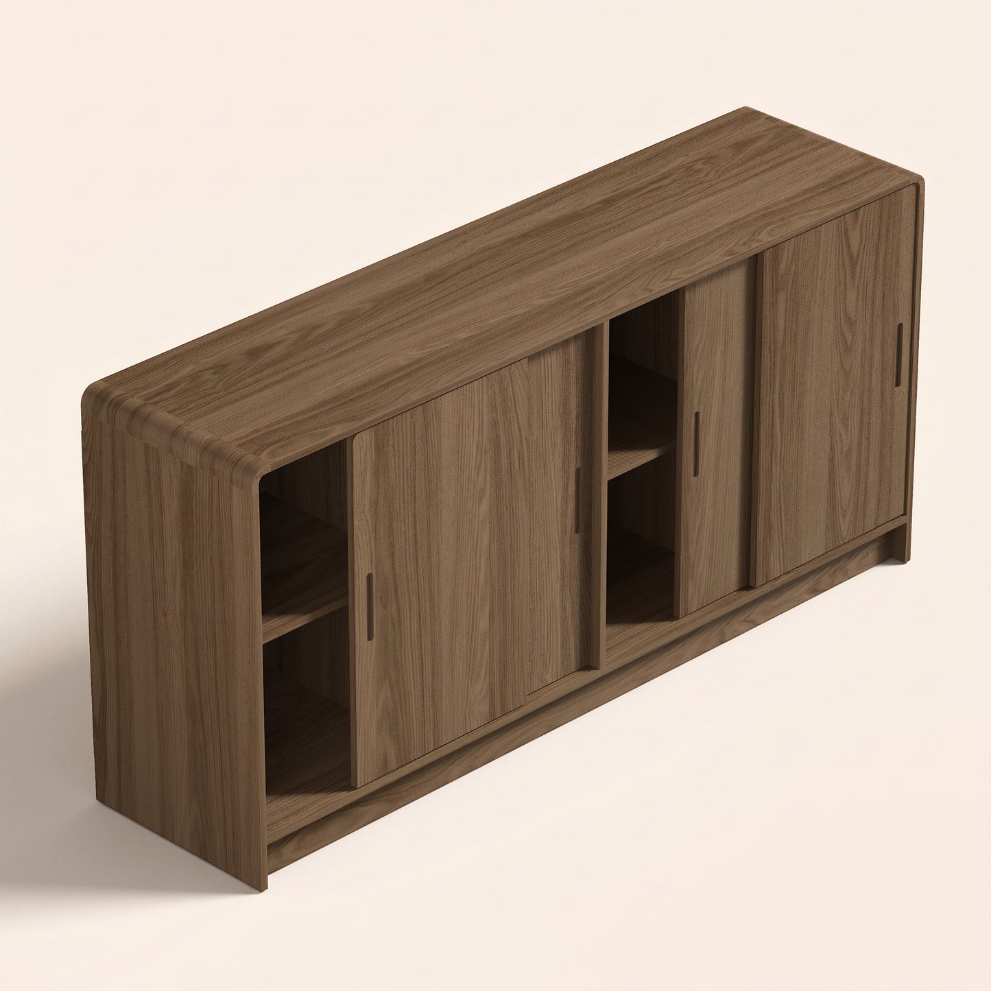 4-Door Sideboard with Sliding Doors, 60.7-Inch, Umber Oak